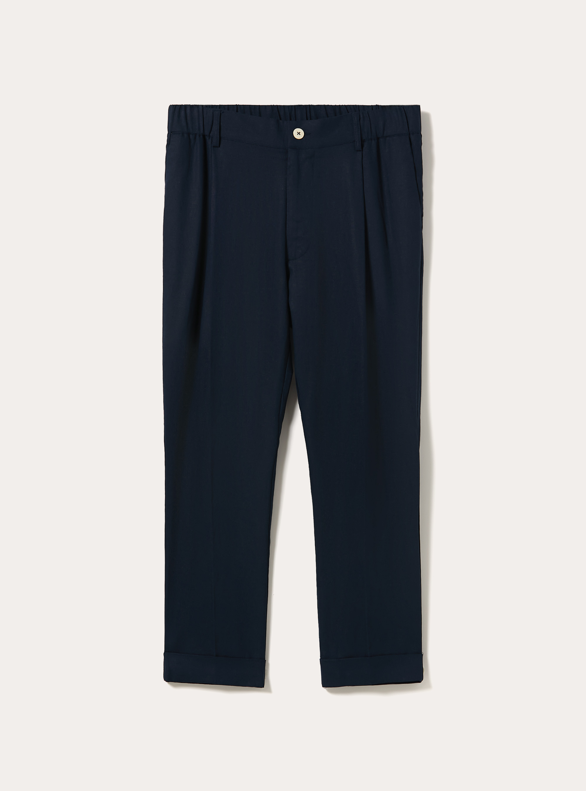 Linen Blend Pleated Trousers, NA1 NAVY DARK