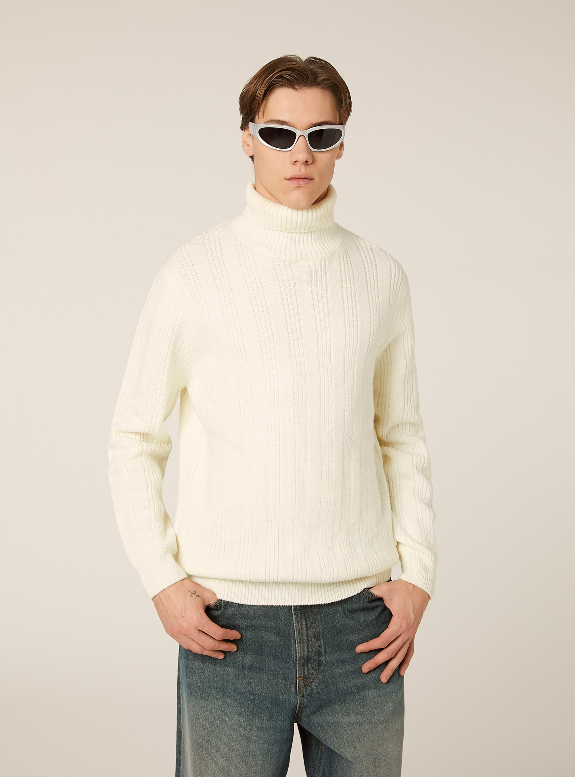 Maglione collo alto, CR3 CREAM LIGHT