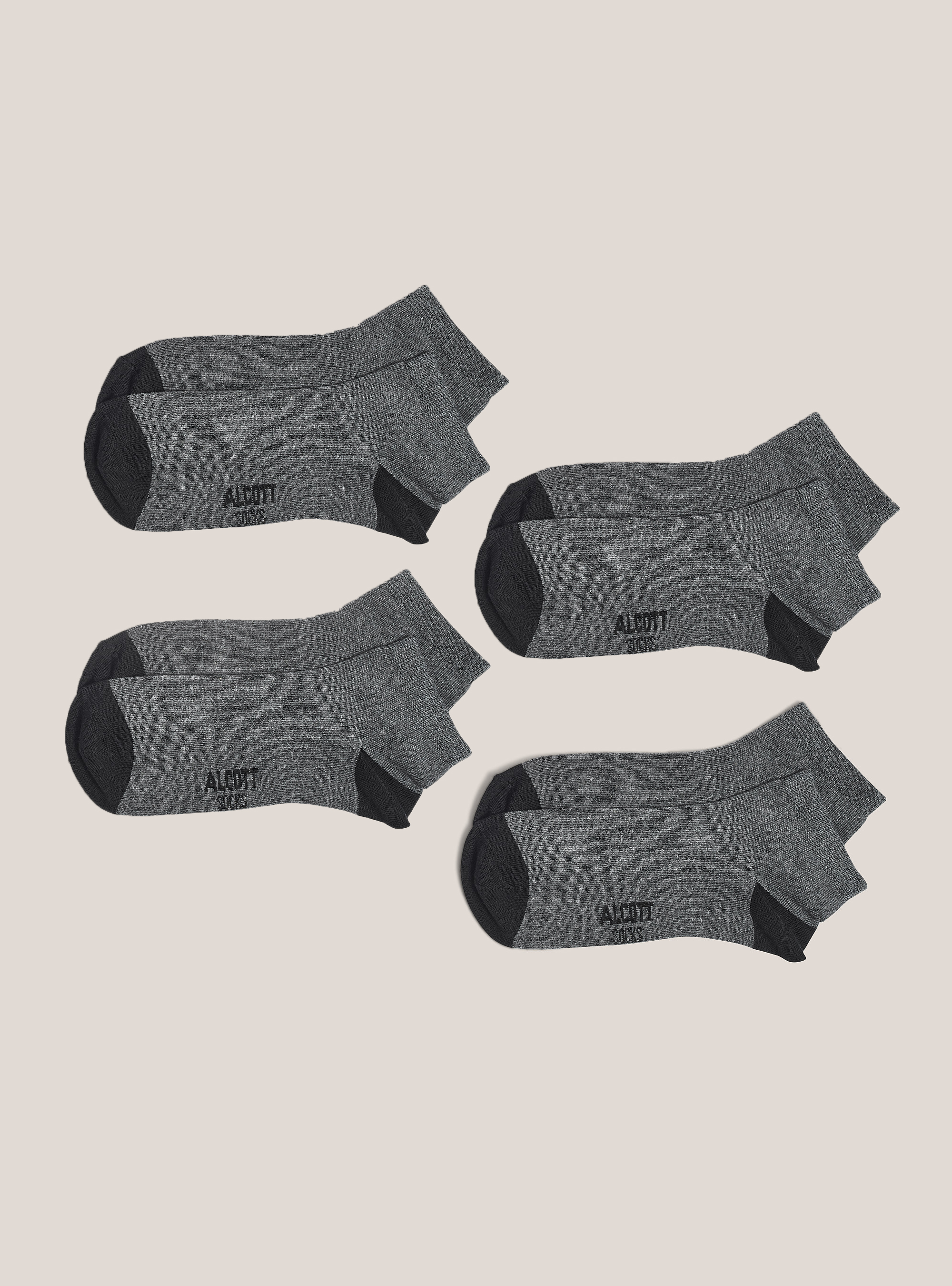 Set of 4 pairs of socks with contrasting details, MGY2 GREY MEL MEDIUM