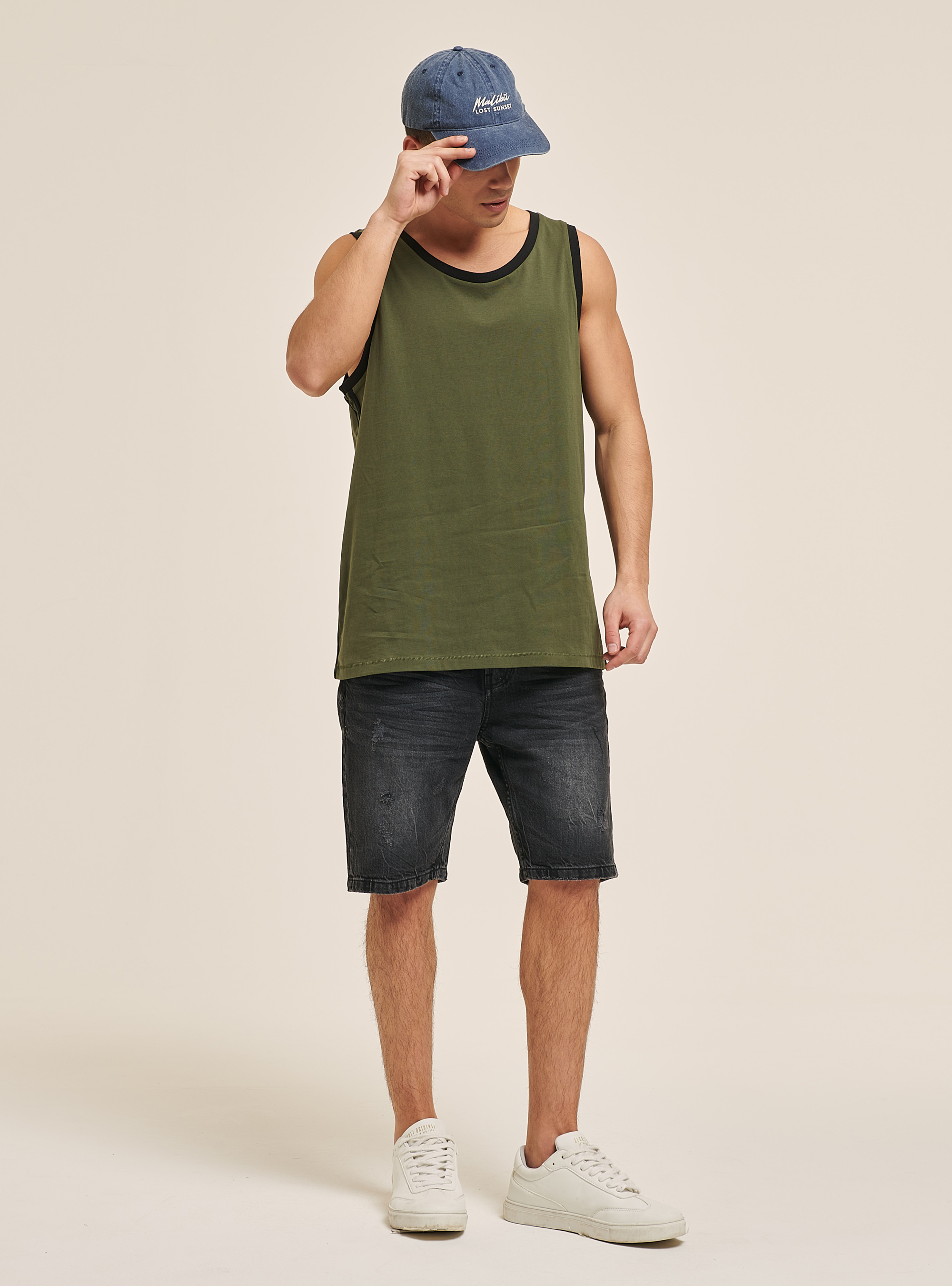 Basic cotton tank top, C5587 KAKY