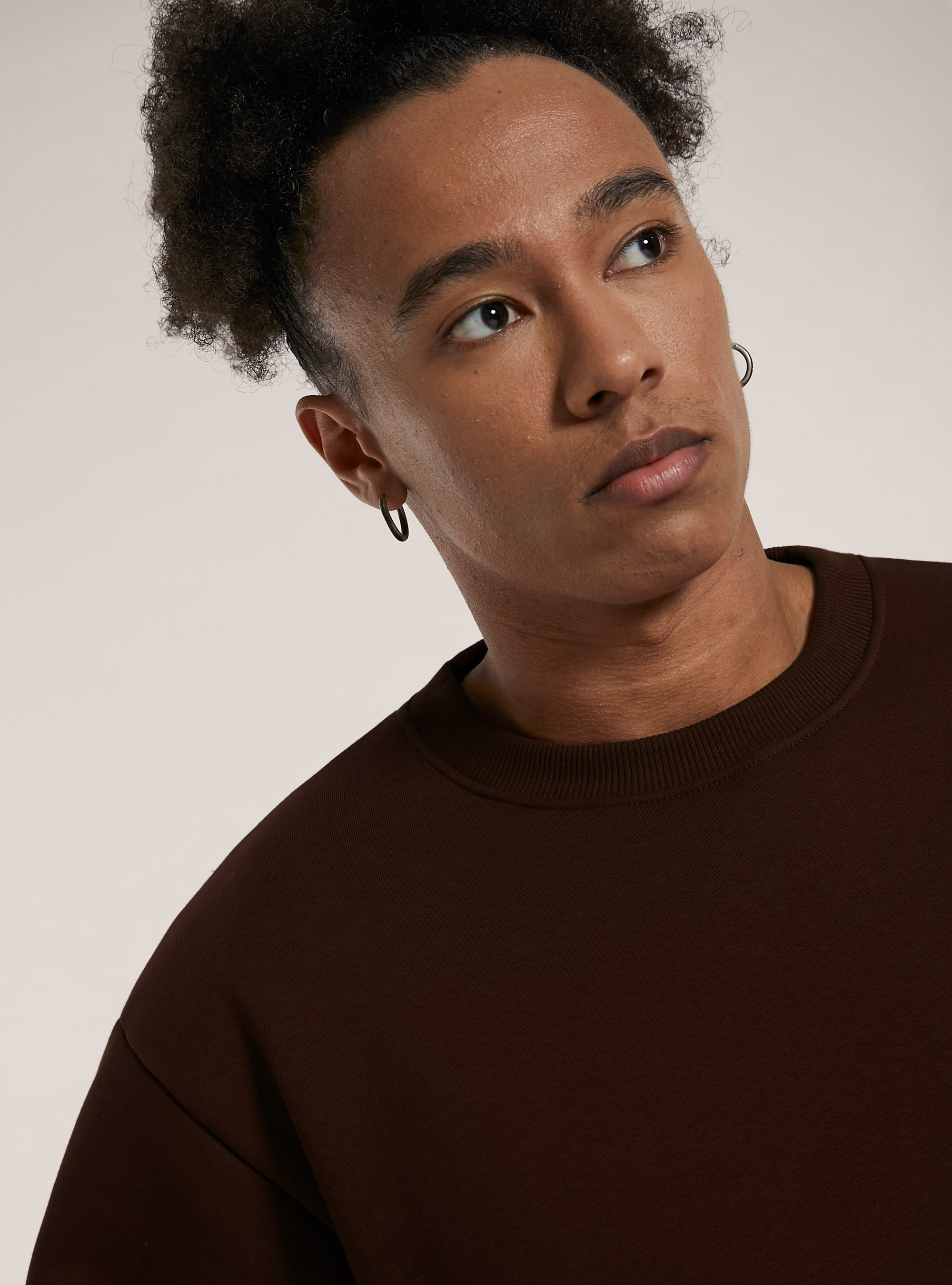 Sweatshirt mit Rundhalsausschnitt und enger Passform, BR1 BROWN DARK