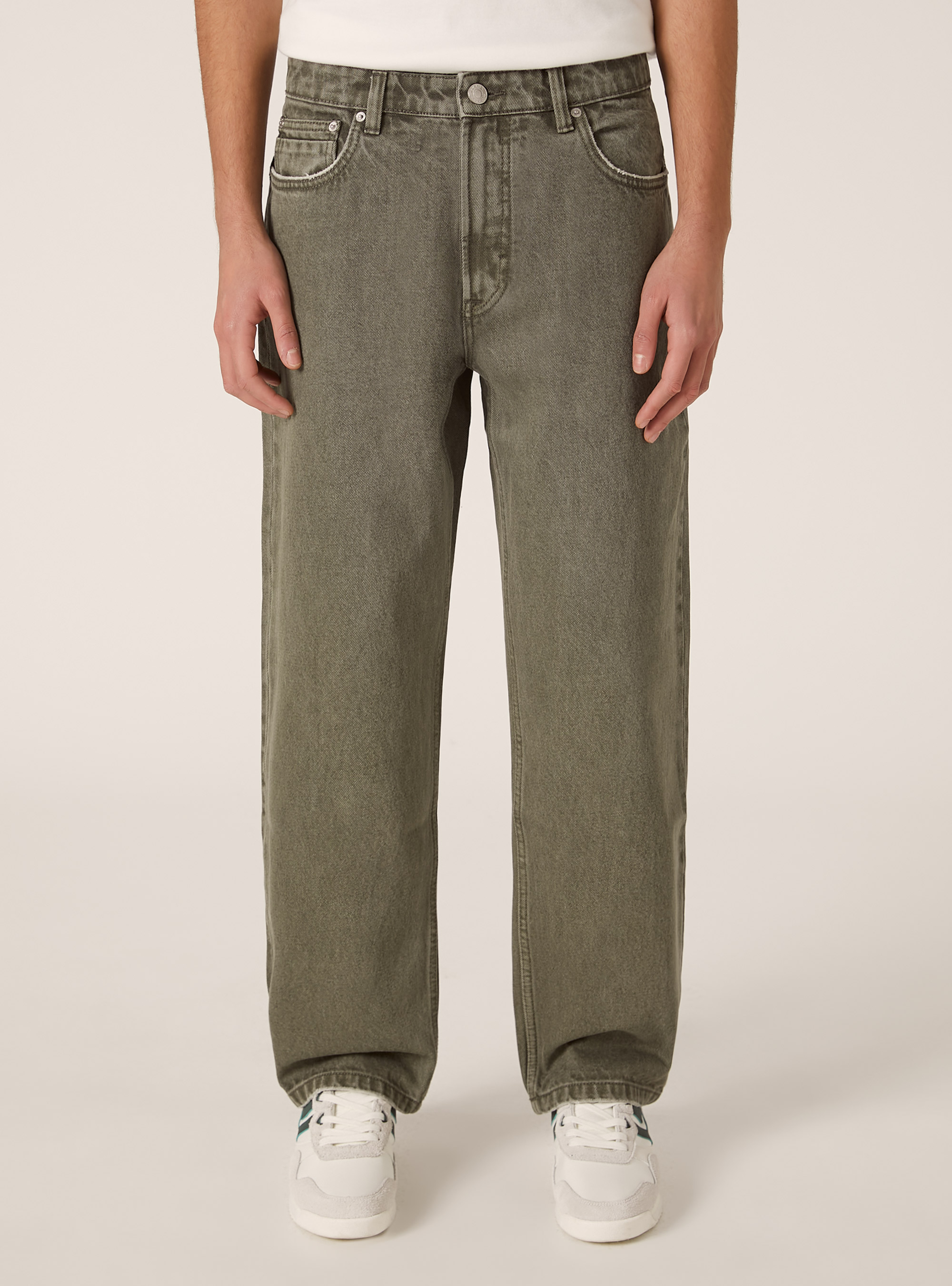 Coloured denim straight fit trousers, KY2 KAKY MEDIUM