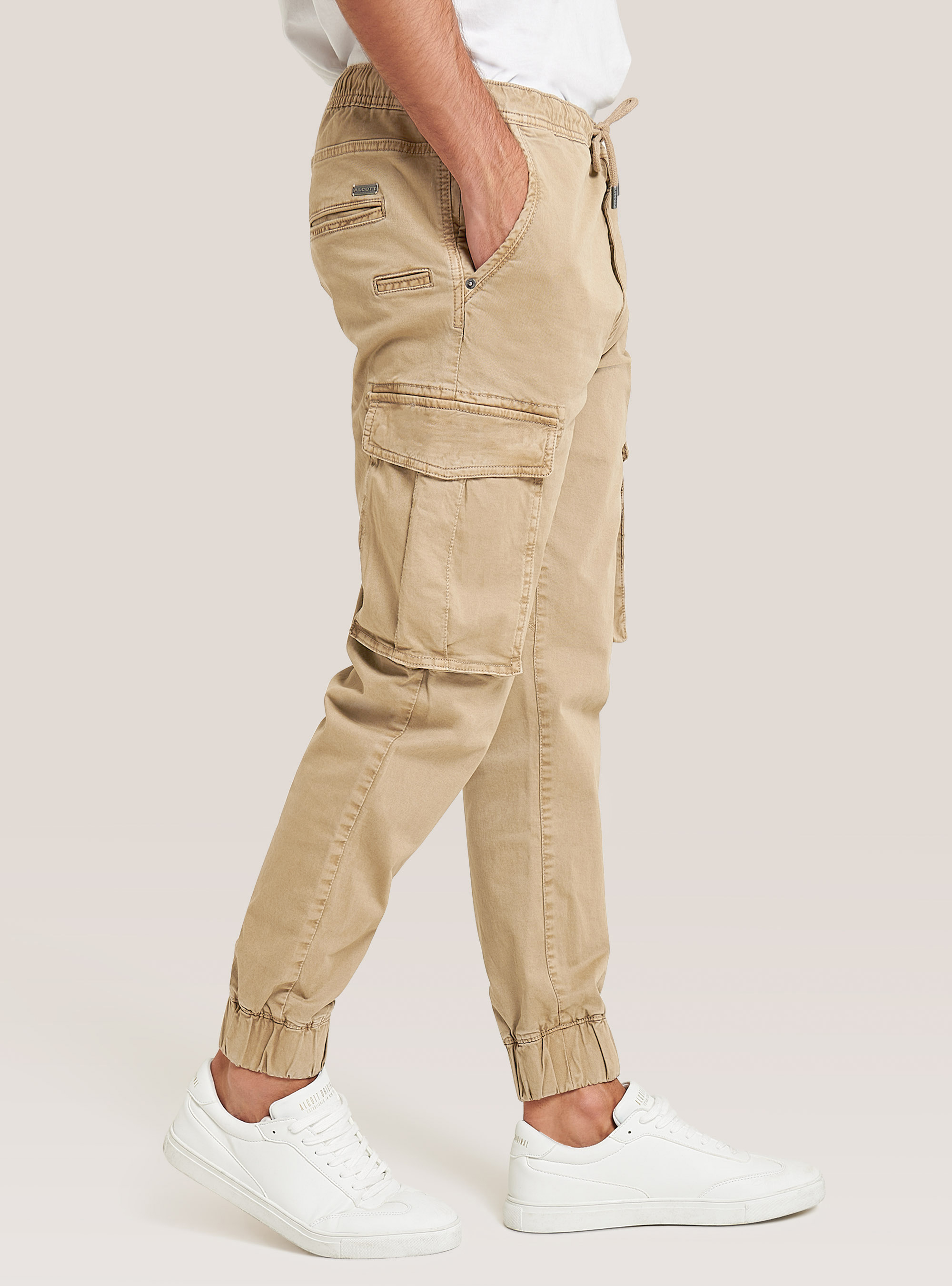 Pantalon de jogging cargo en sergé extensible, Alcott