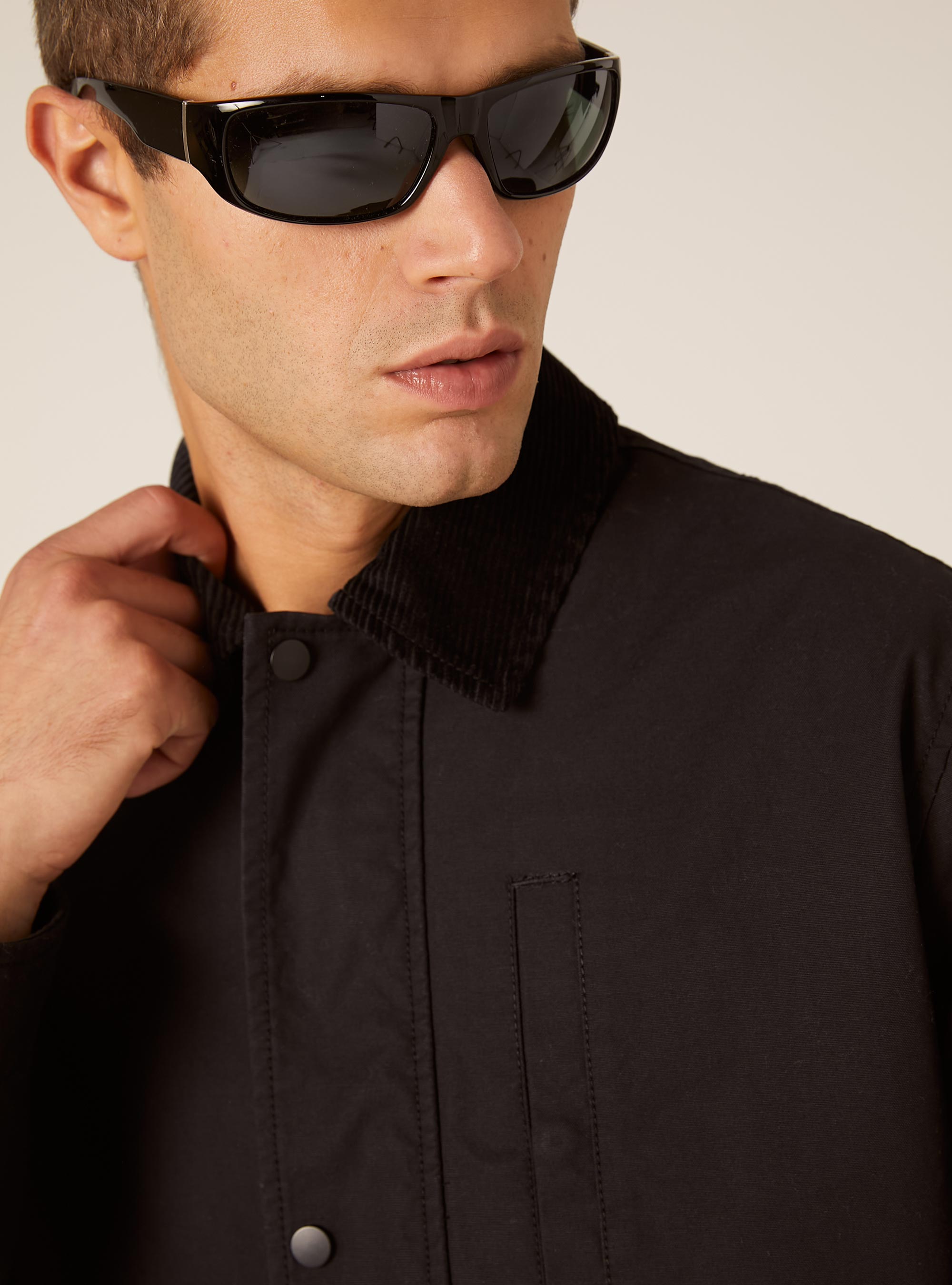 Boxy fit canvas jacket, BK1 BLACK