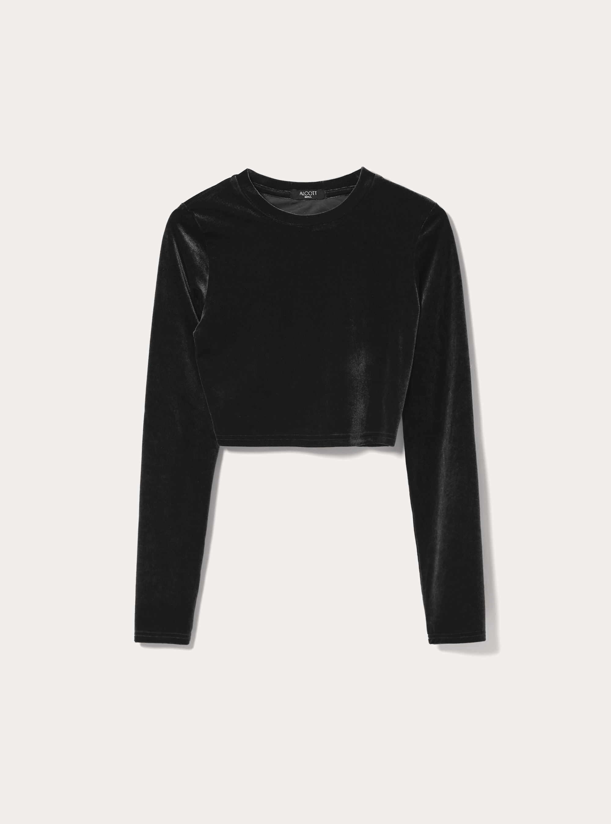 Maglia cropped in velluto, BK1 BLACK