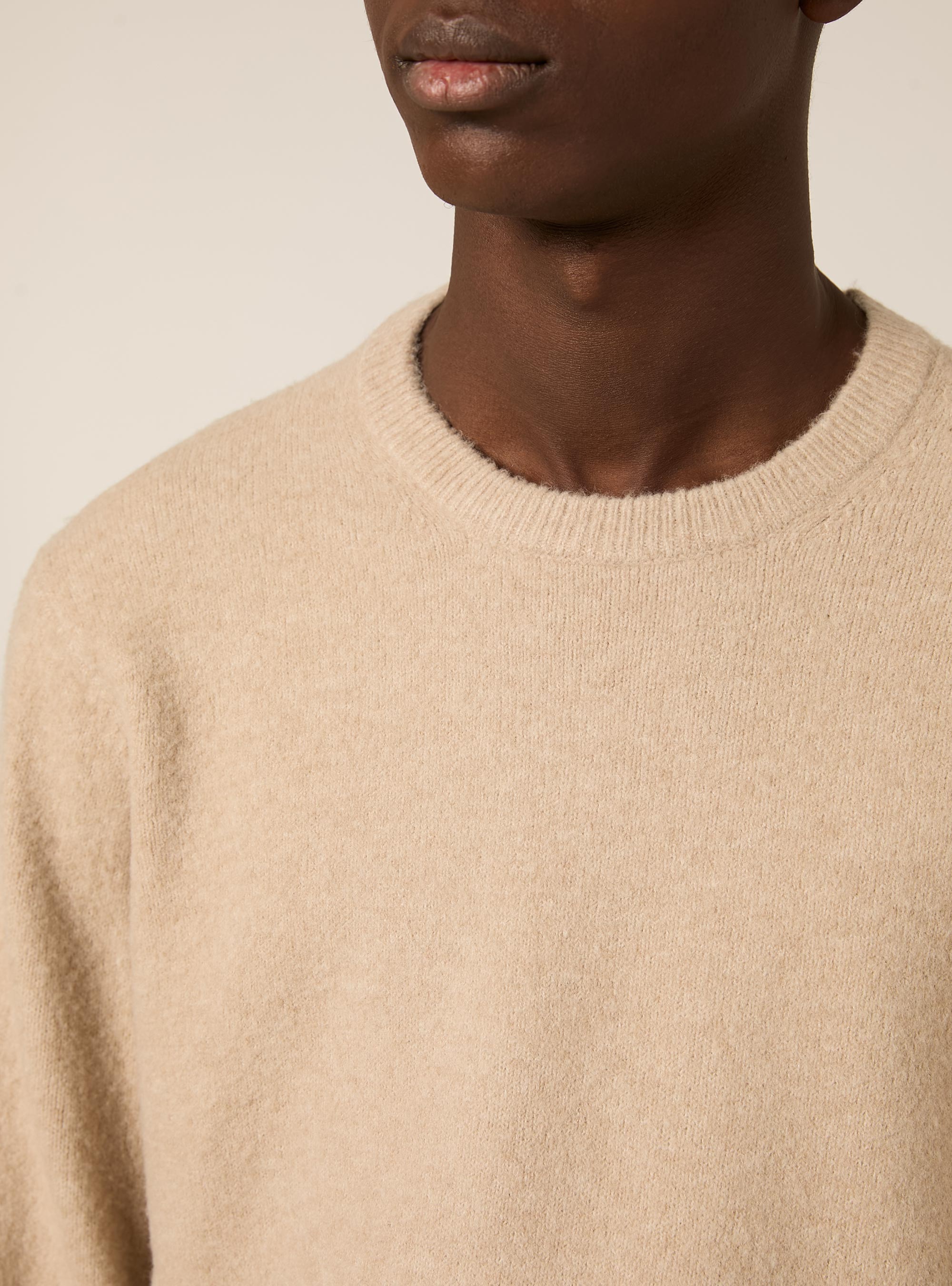 Soft crew neck pullover, MBG2 BEIGE MEL MED