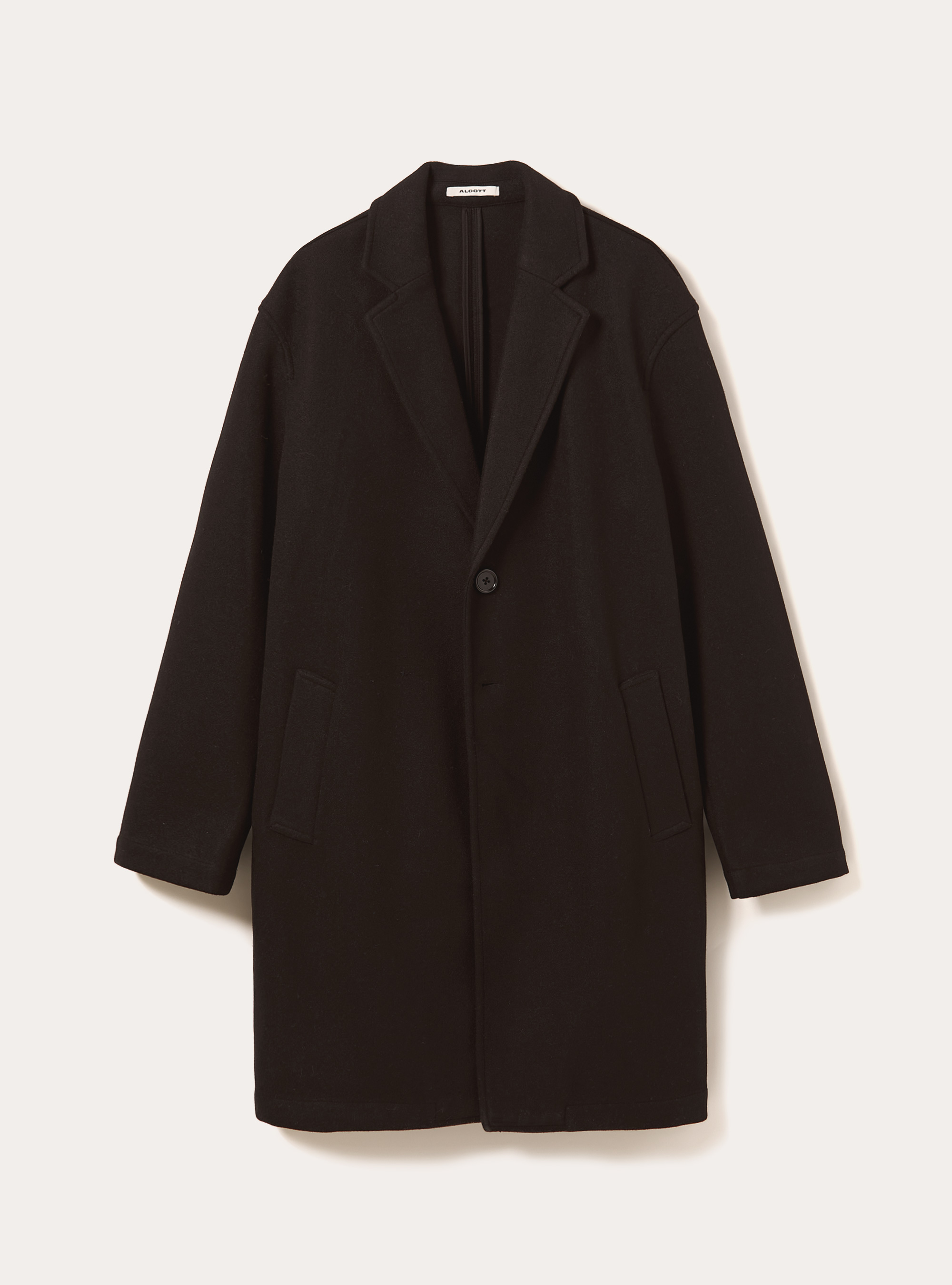 Unlined single-breasted coat, BK1 BLACK