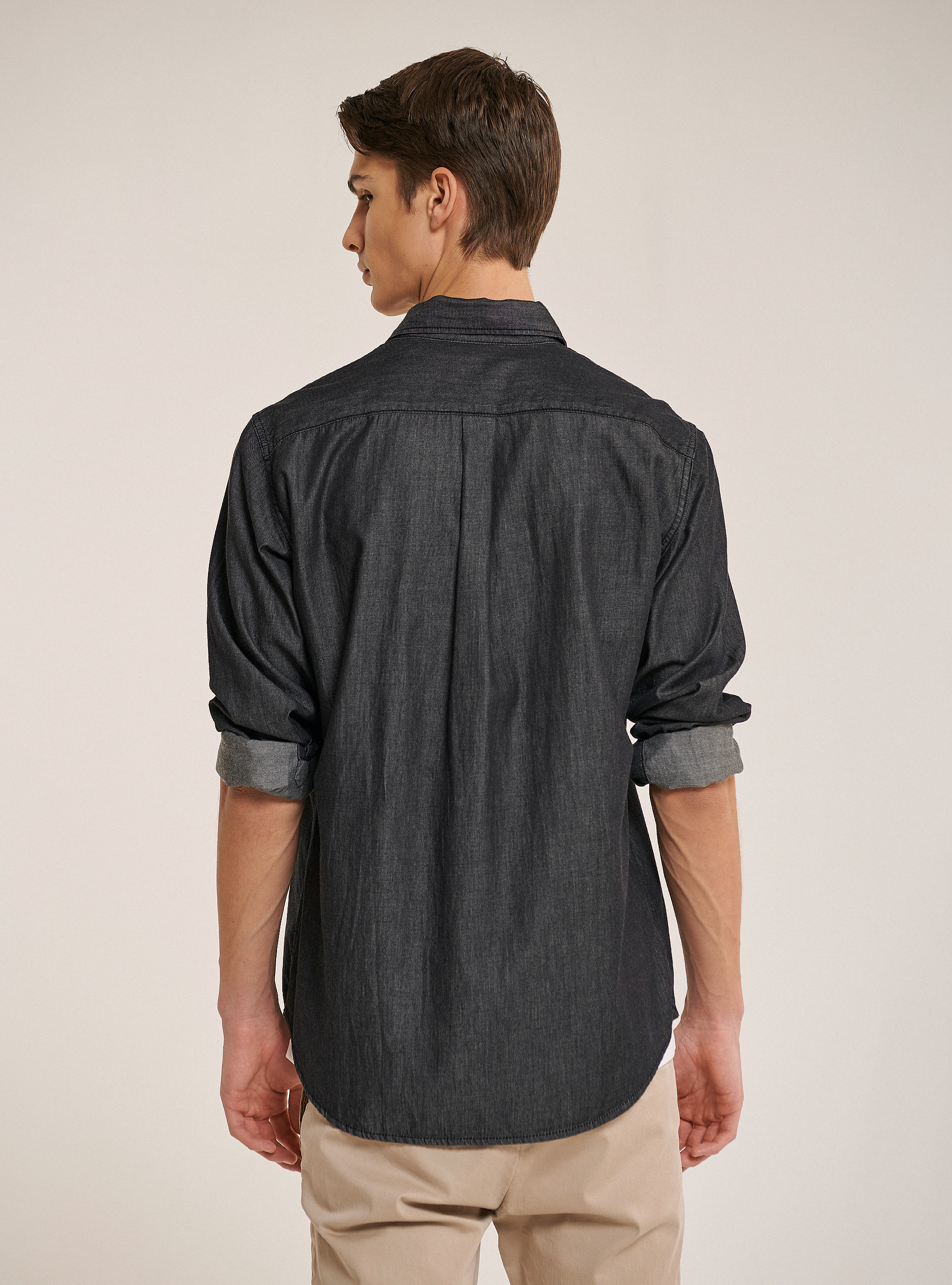 Jeanshemd mit Button-Down-Kragen, C101 BLACK