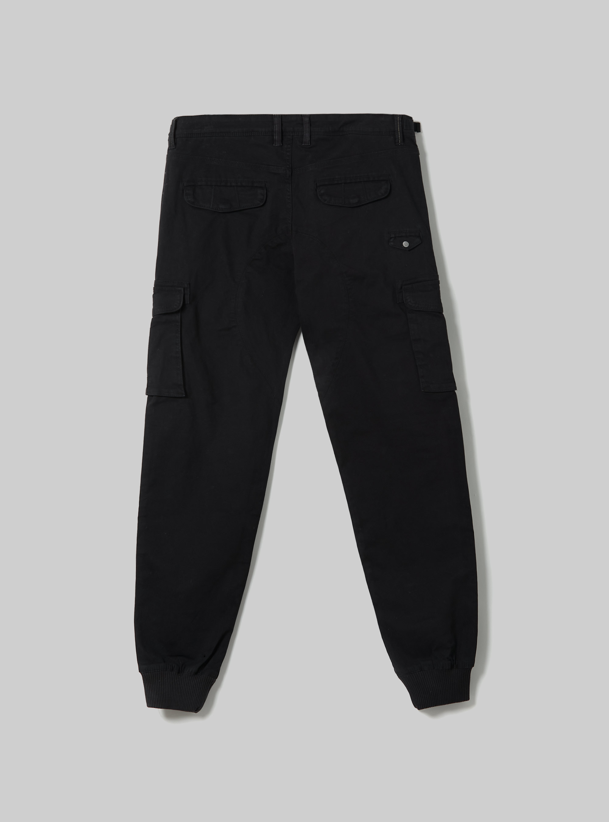 Pantaloni cargo in cotone con elastico, BK1 BLACK
