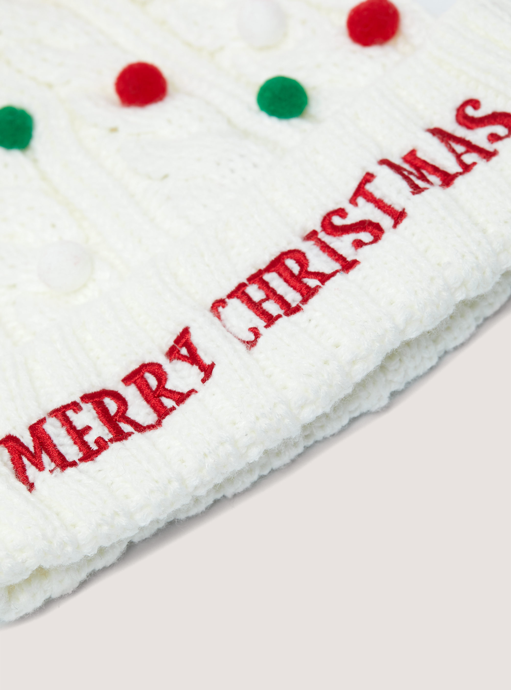 Cappello Christmas Collection con mini pon pon, WH2 WHITE