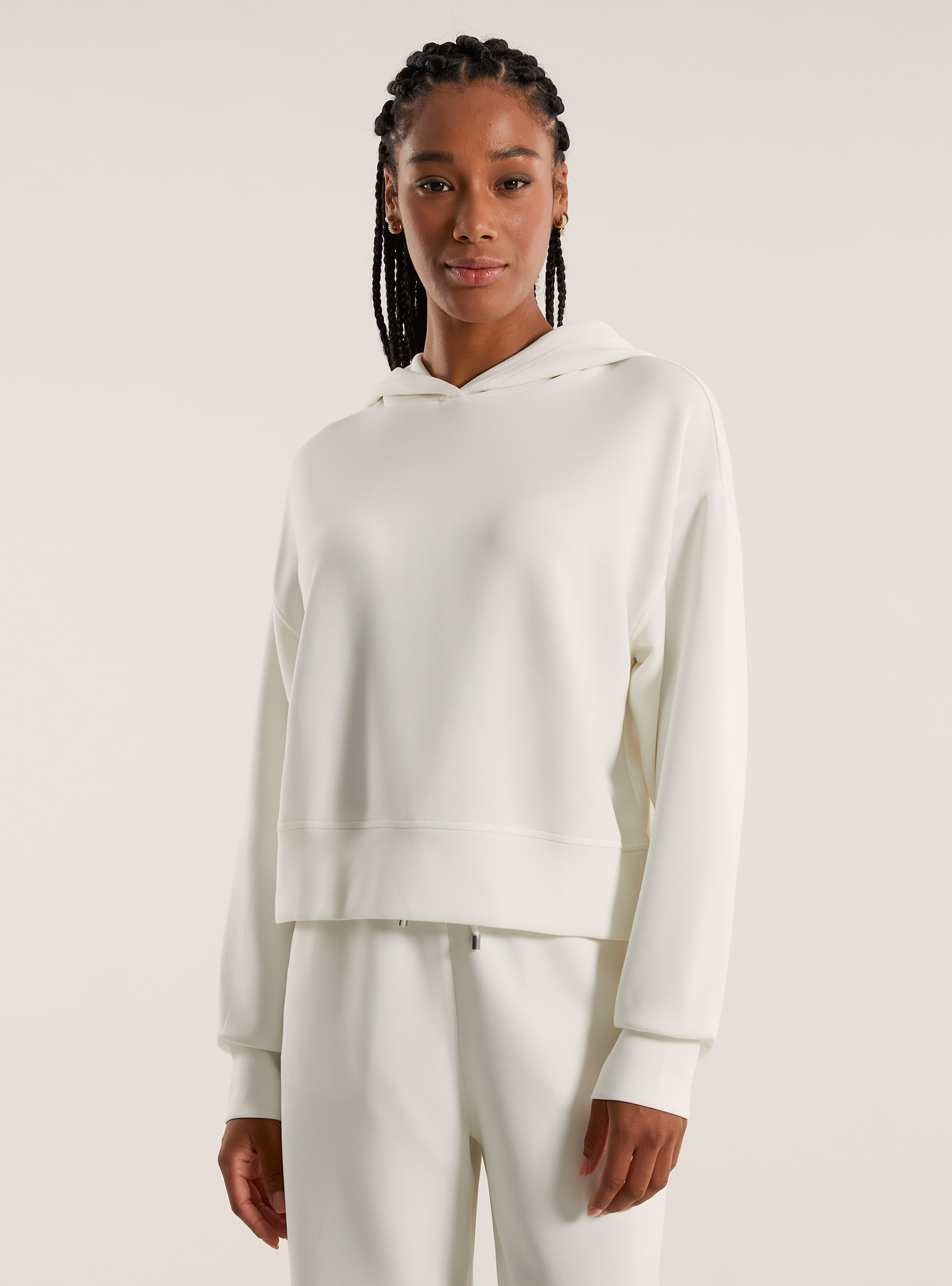 Gekürztes Sweatshirt aus weichem Scuba, WH2 WHITE