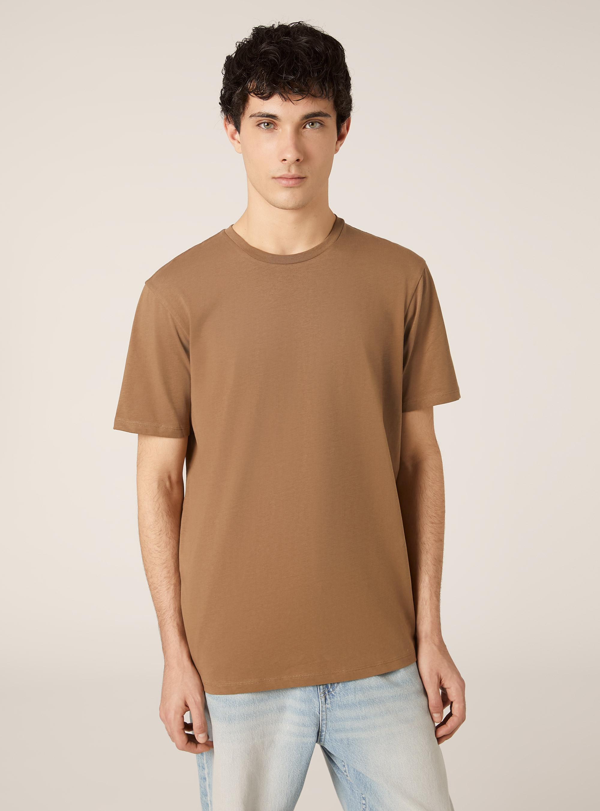 Cotton crew neck t-shirt, BR2 BROWN MEDIUM