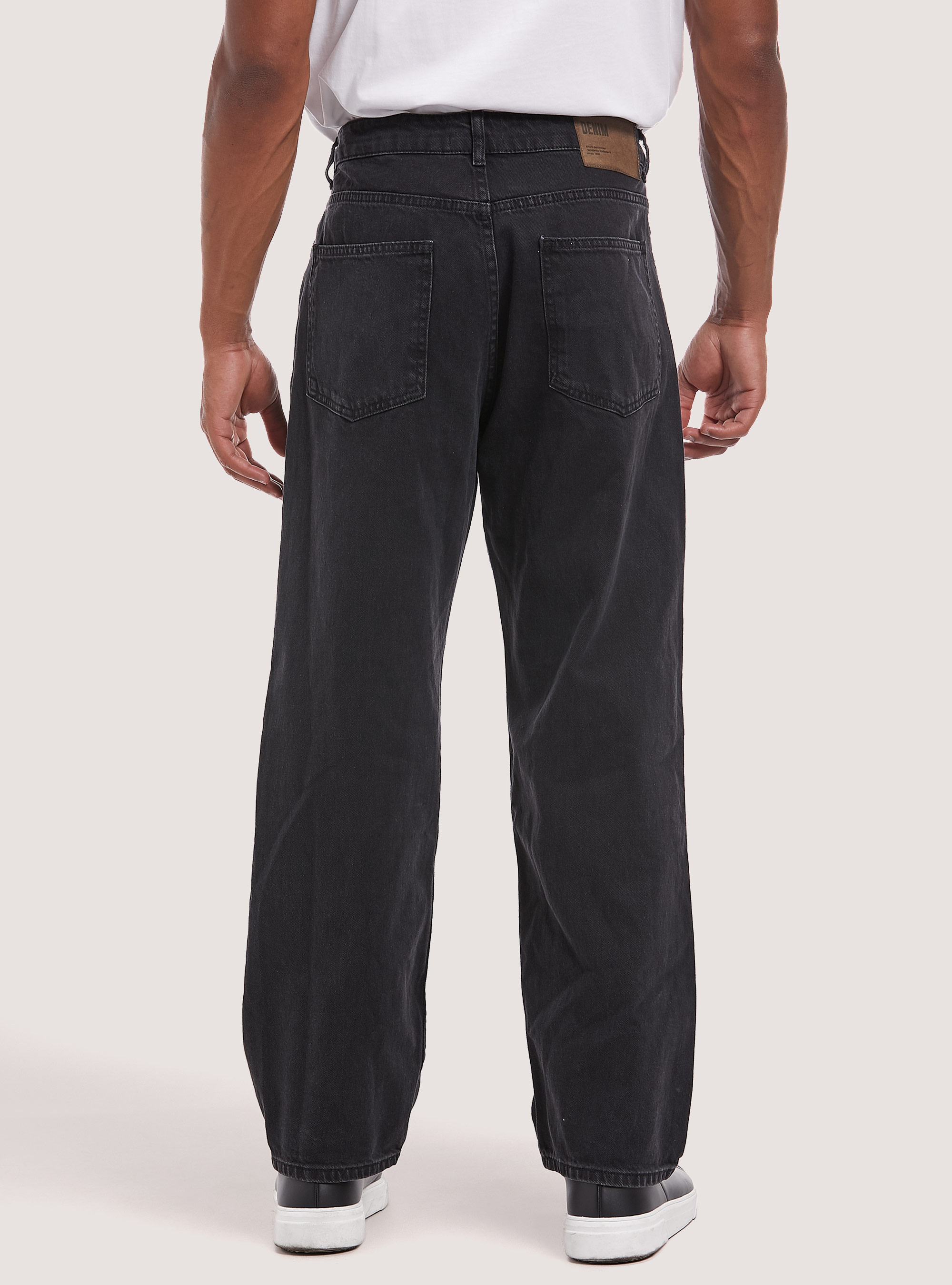 Jeans baggy fit in cotone, D000 BLACK