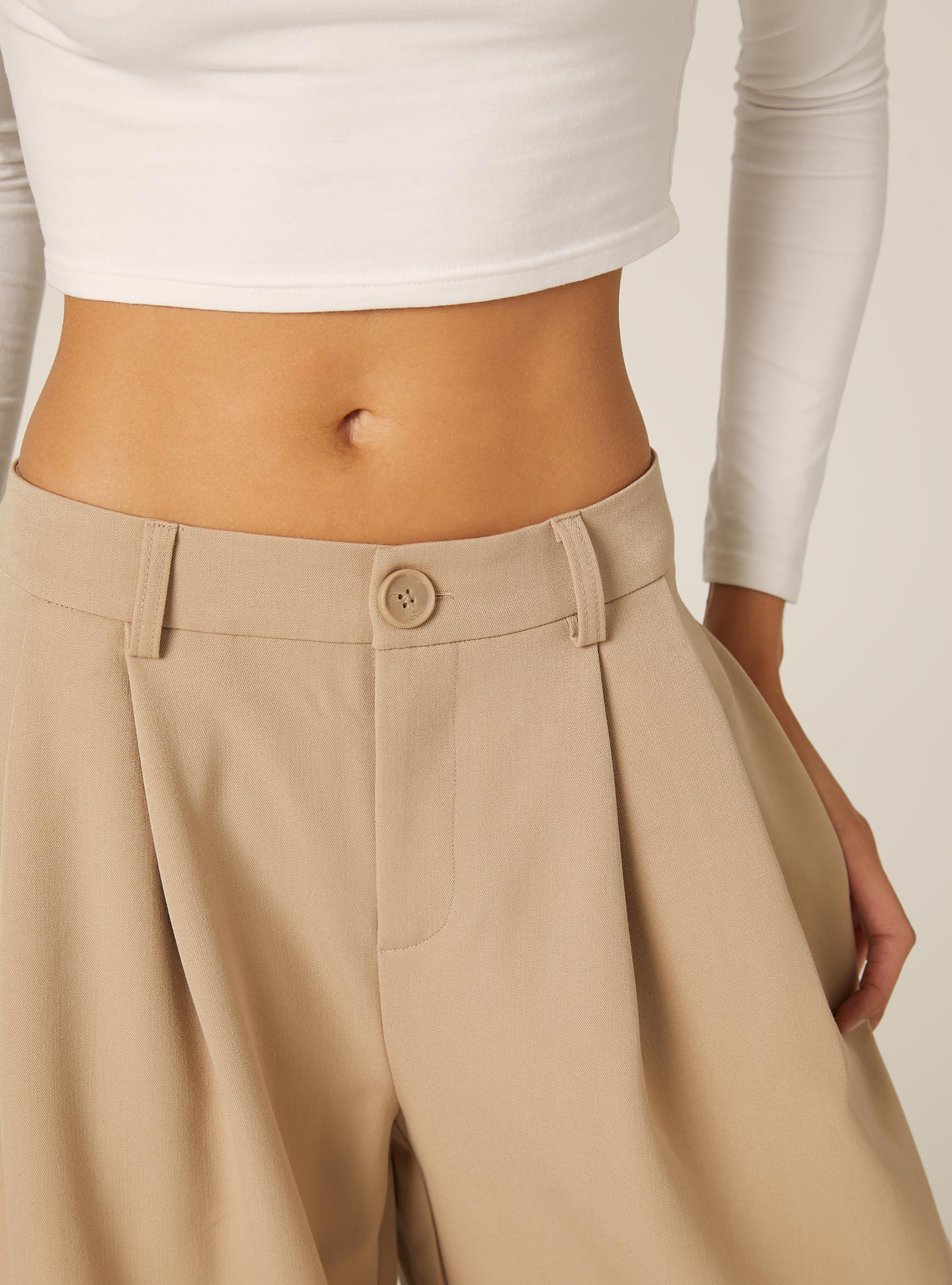 Wide-leg trousers with pleats, BG2 BEIGE MEDIUM