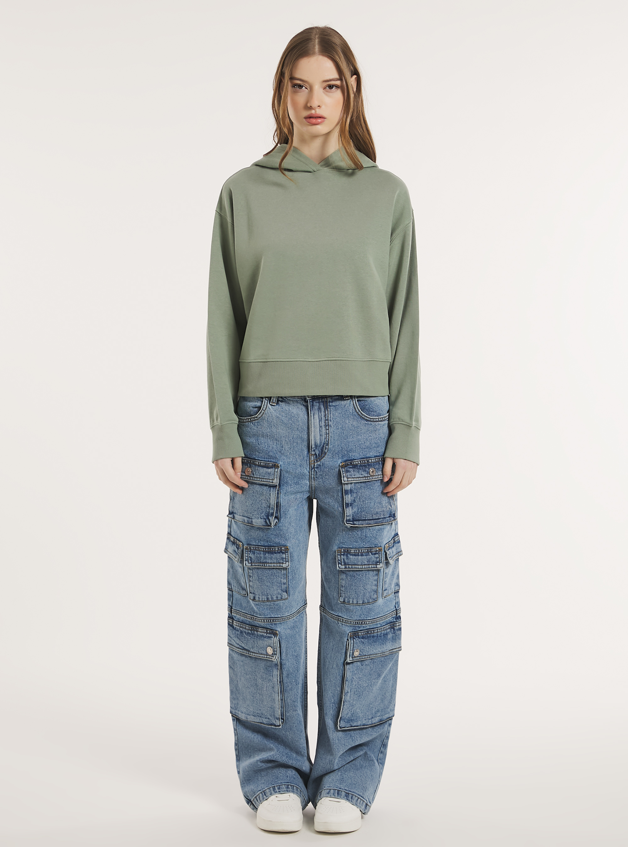 Felpa boxy fit con cappuccio, KY3 KAKY LIGHT