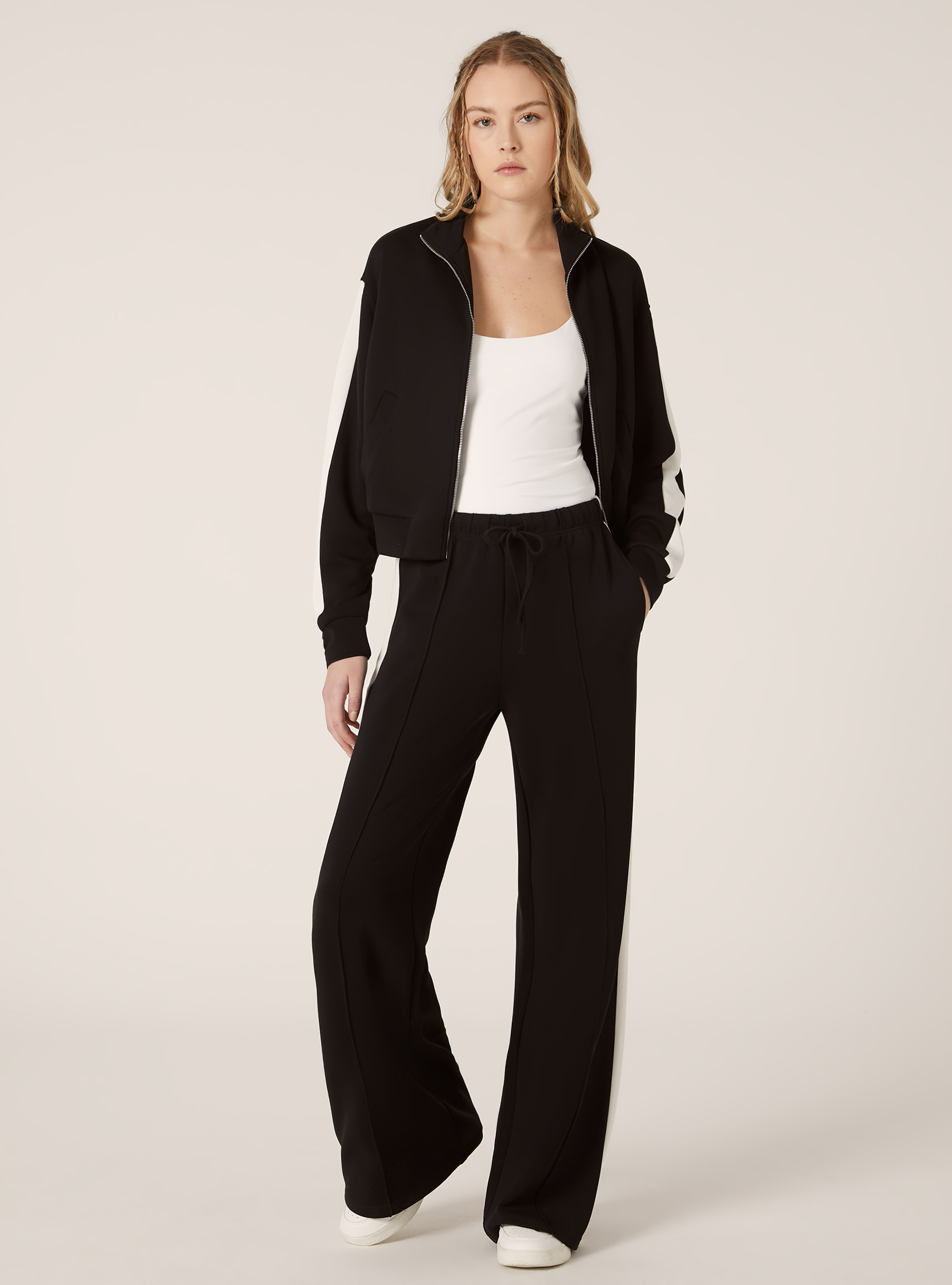 Wide leg soft touch trousers, BK1 BLACK
