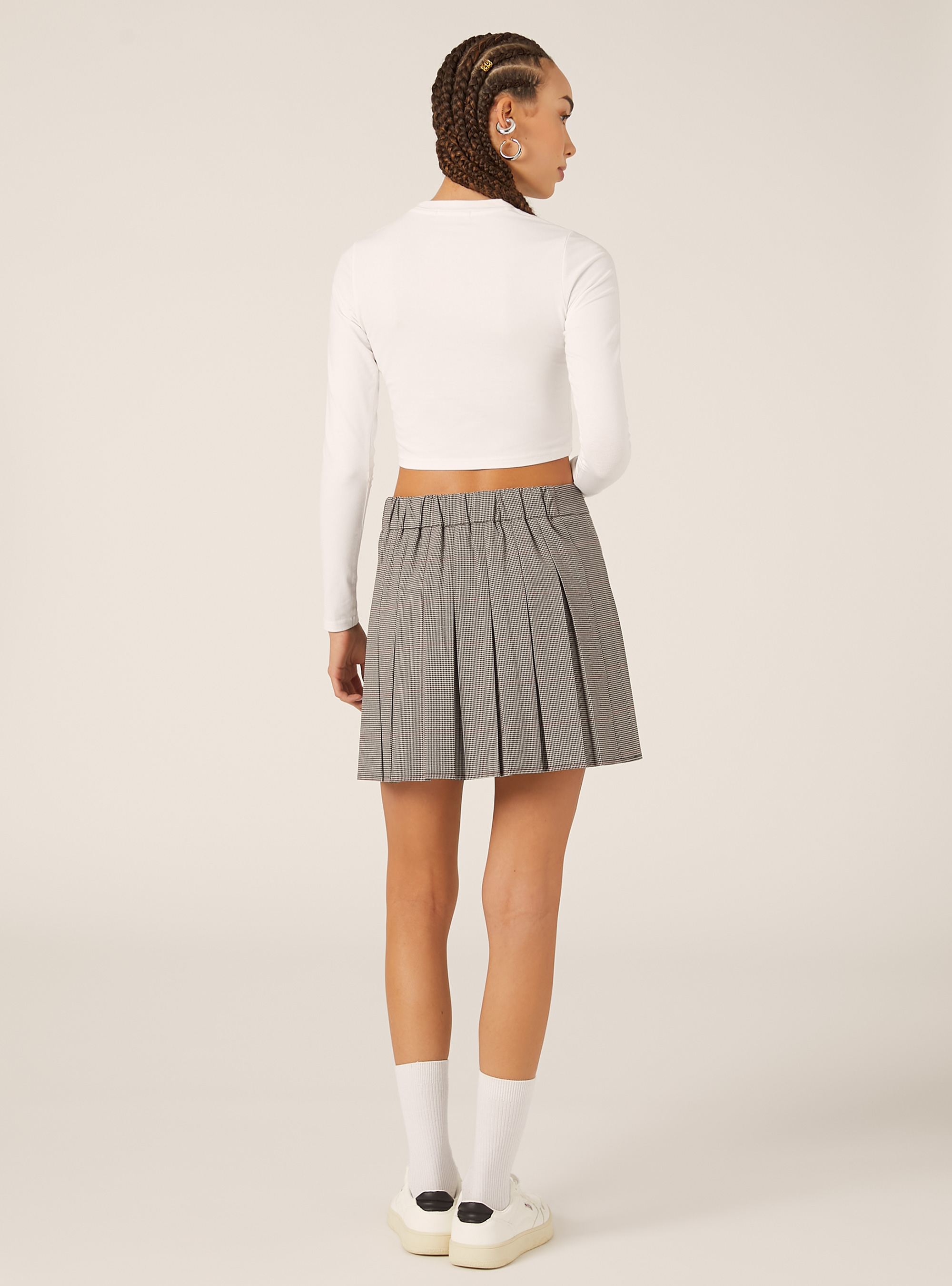 Mini-jupe plissée à motifs, GY2 GREY MEDIUM