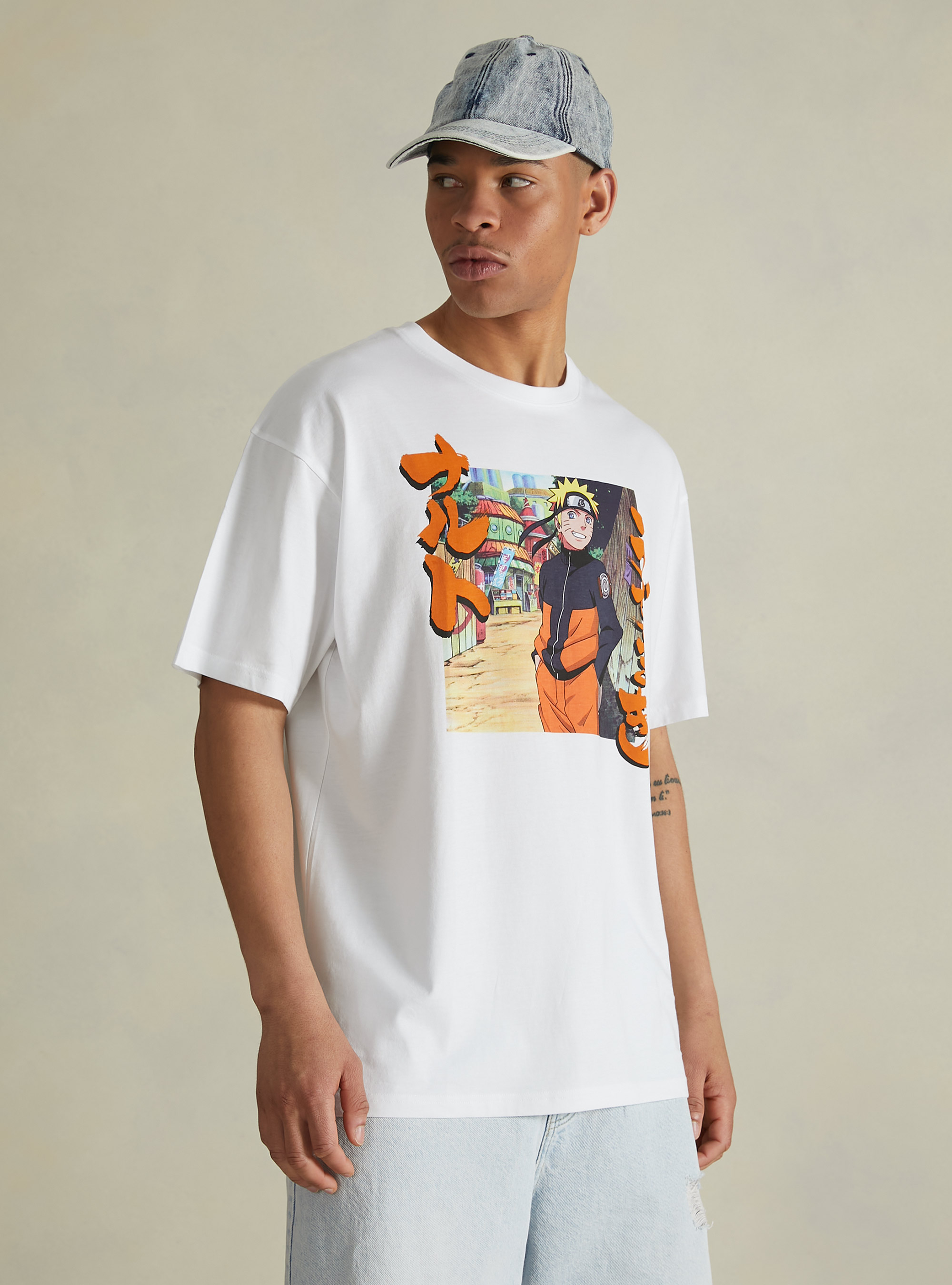 Naruto / Alcott - T-shirt surdimensionne, WH3 WHITE