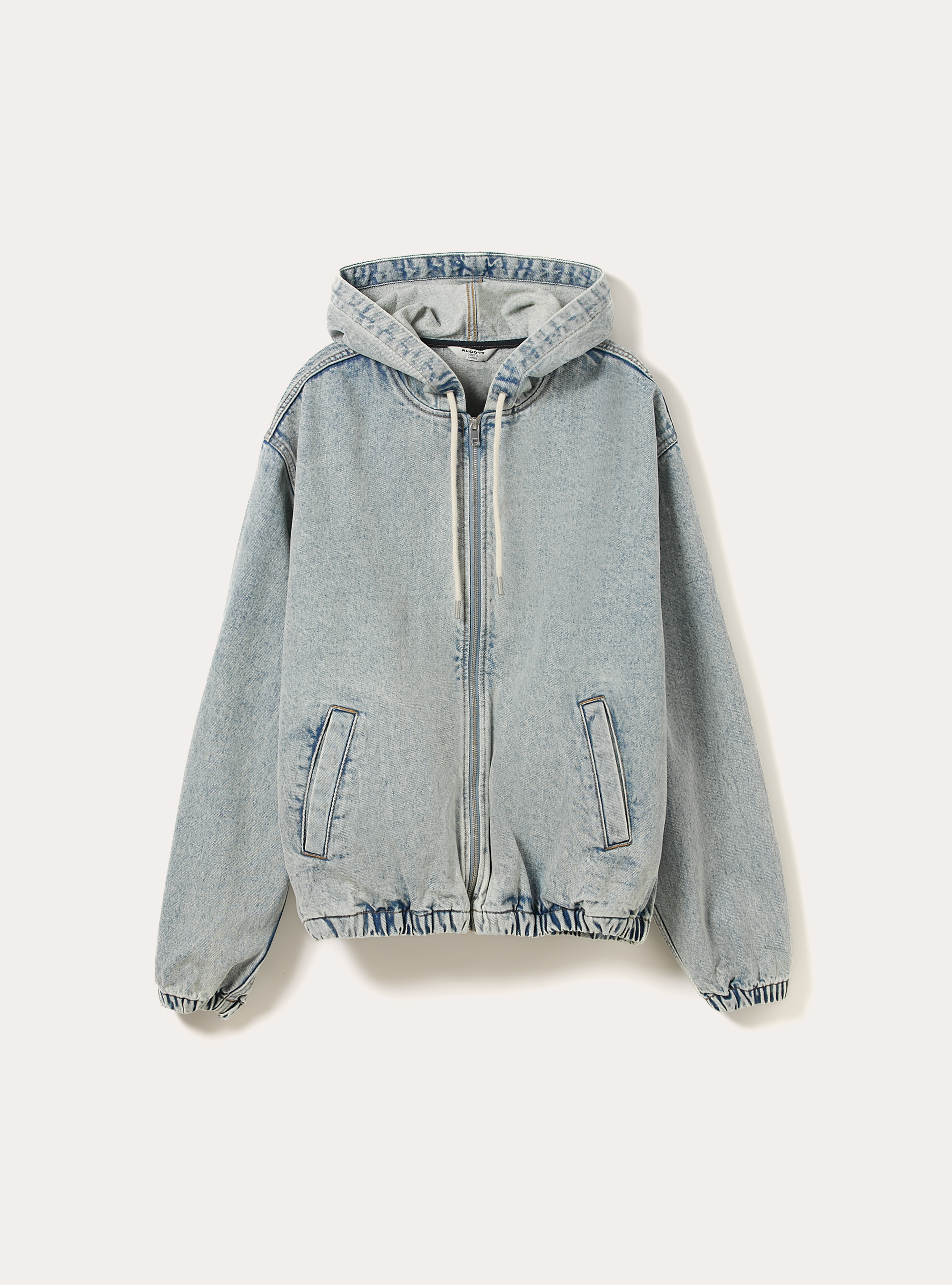 Giubbotto cappuccio in denim, D006 AZURE