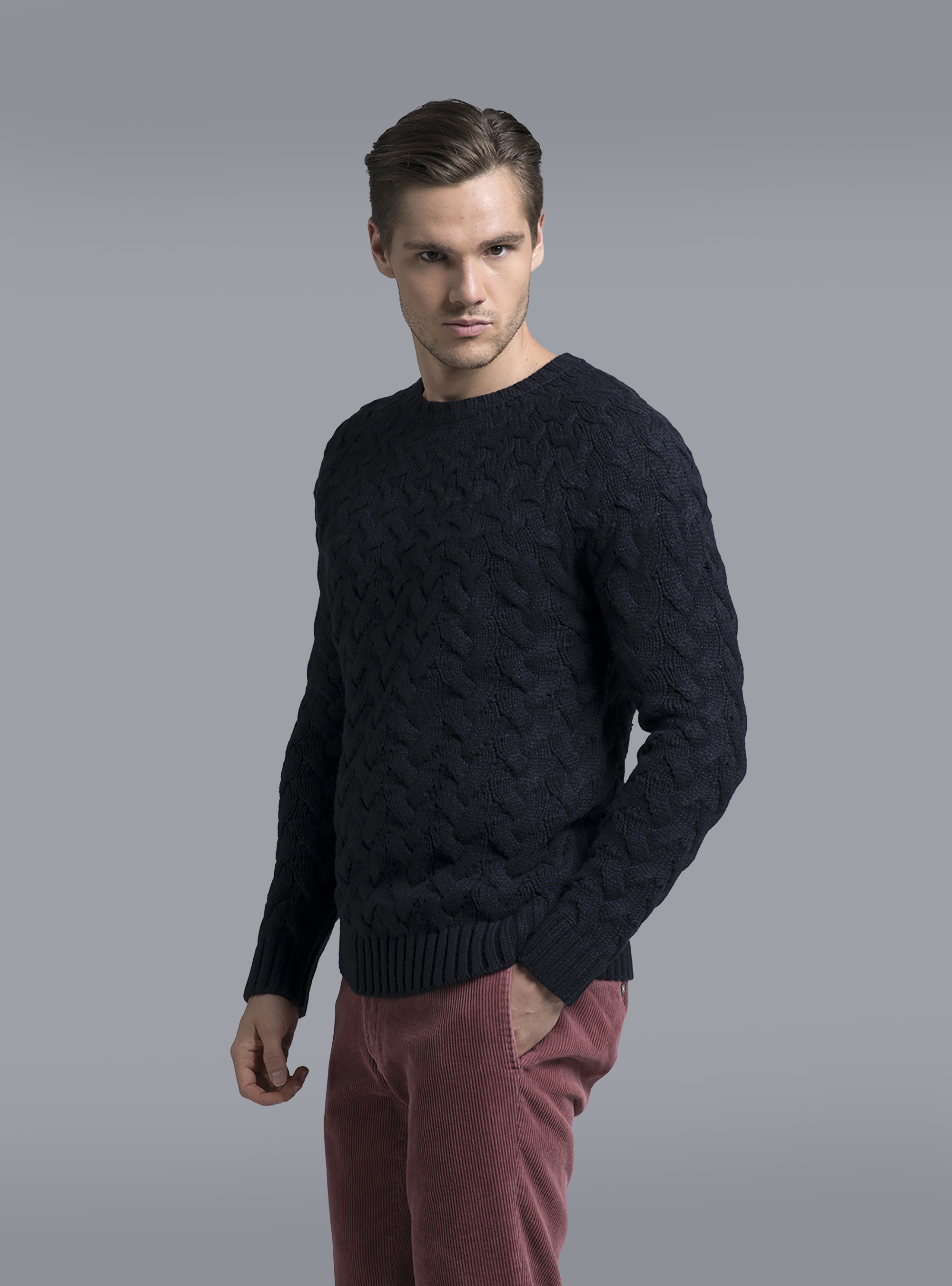 Maglia con trecce, BLUE NAVY