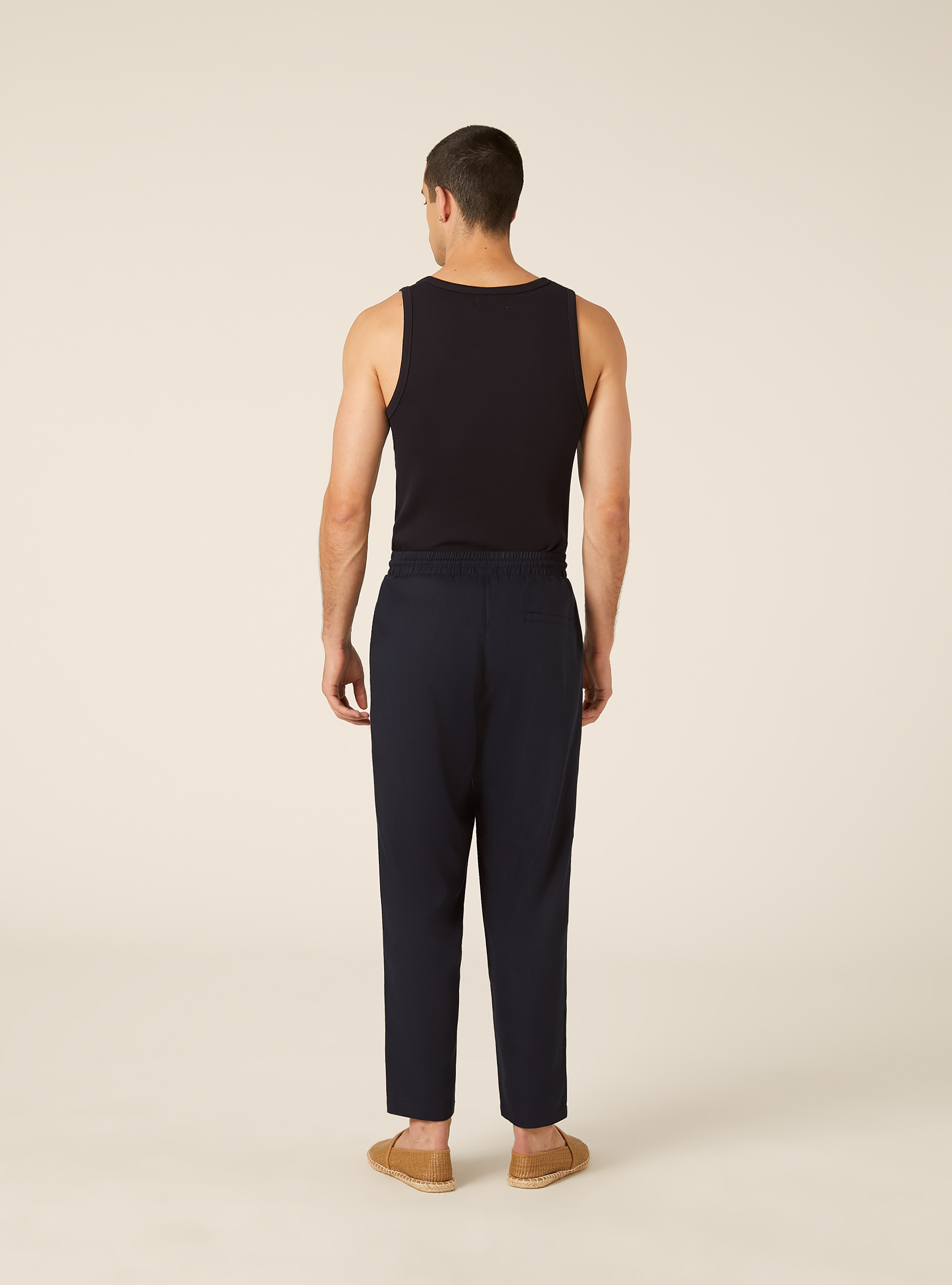 Pantalaccio in misto lino  con coulisse in vita, NA1 NAVY DARK