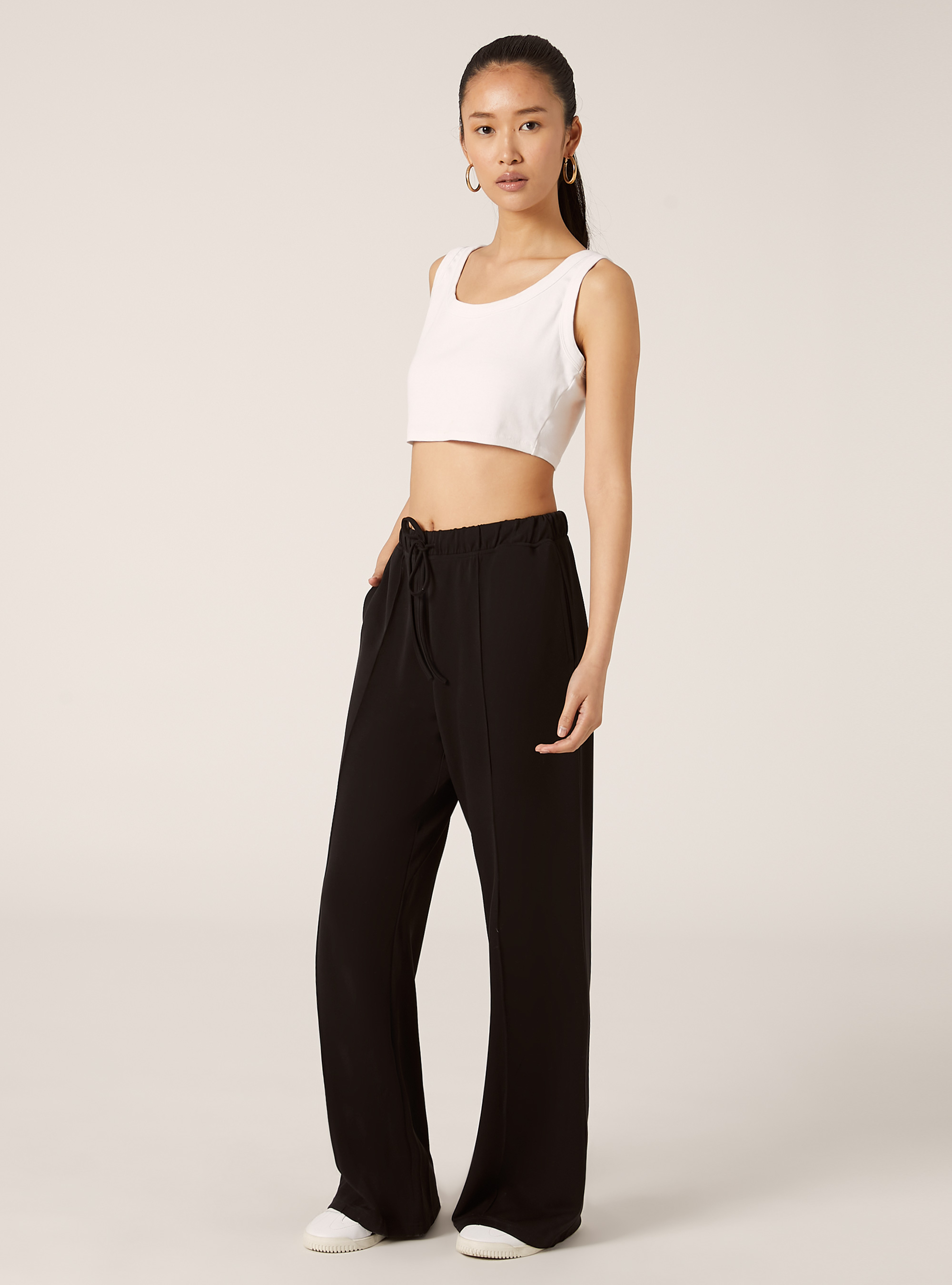 Wide leg soft touch jogger, BK1 BLACK