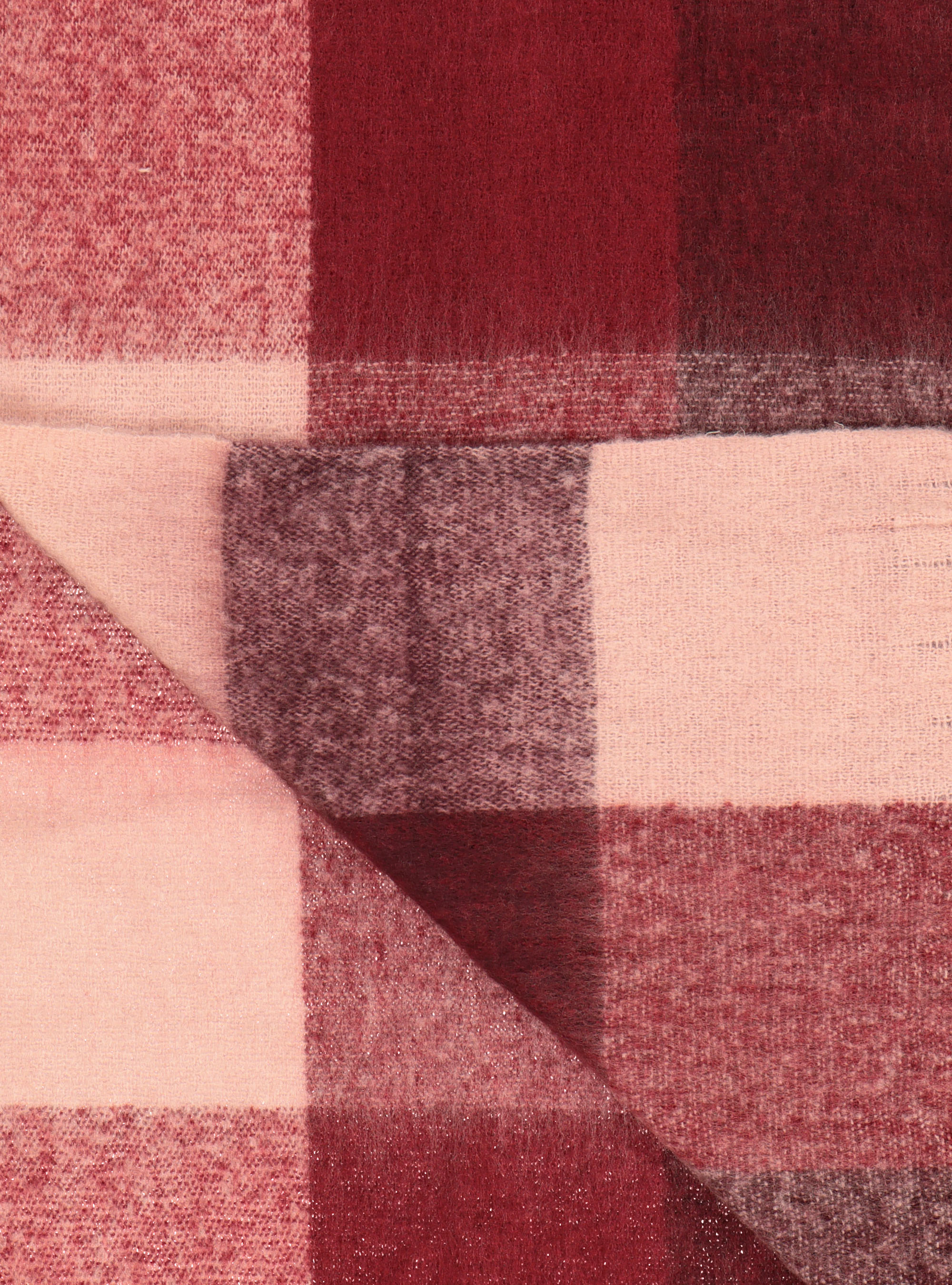 SCARF WITH FRINGE, CHECKS RED