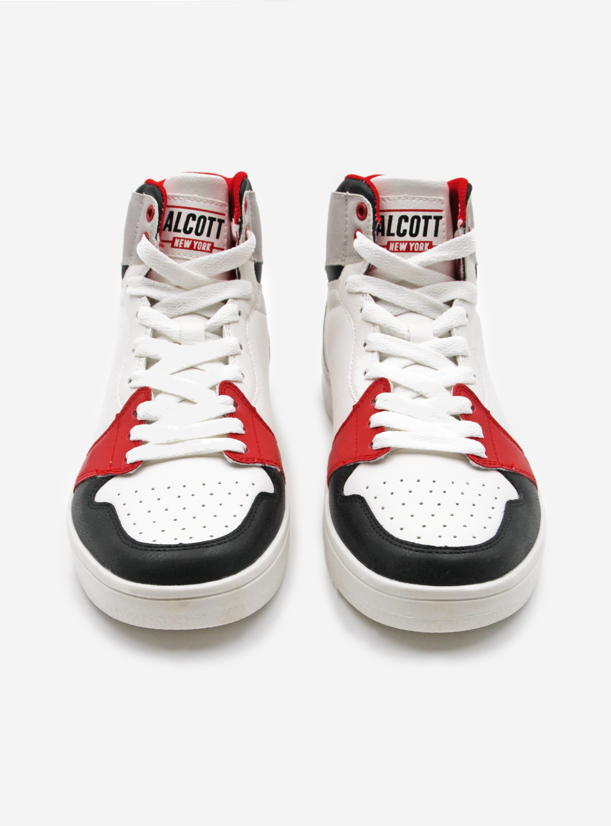 Sneakers alte con dettagli e lacci a contrasto, BIANCO