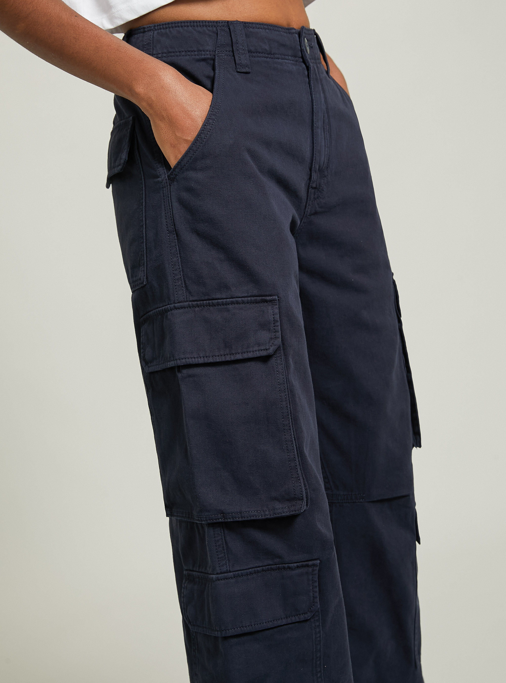 Pantaloni multicargo in twill, NA1 NAVY DARK