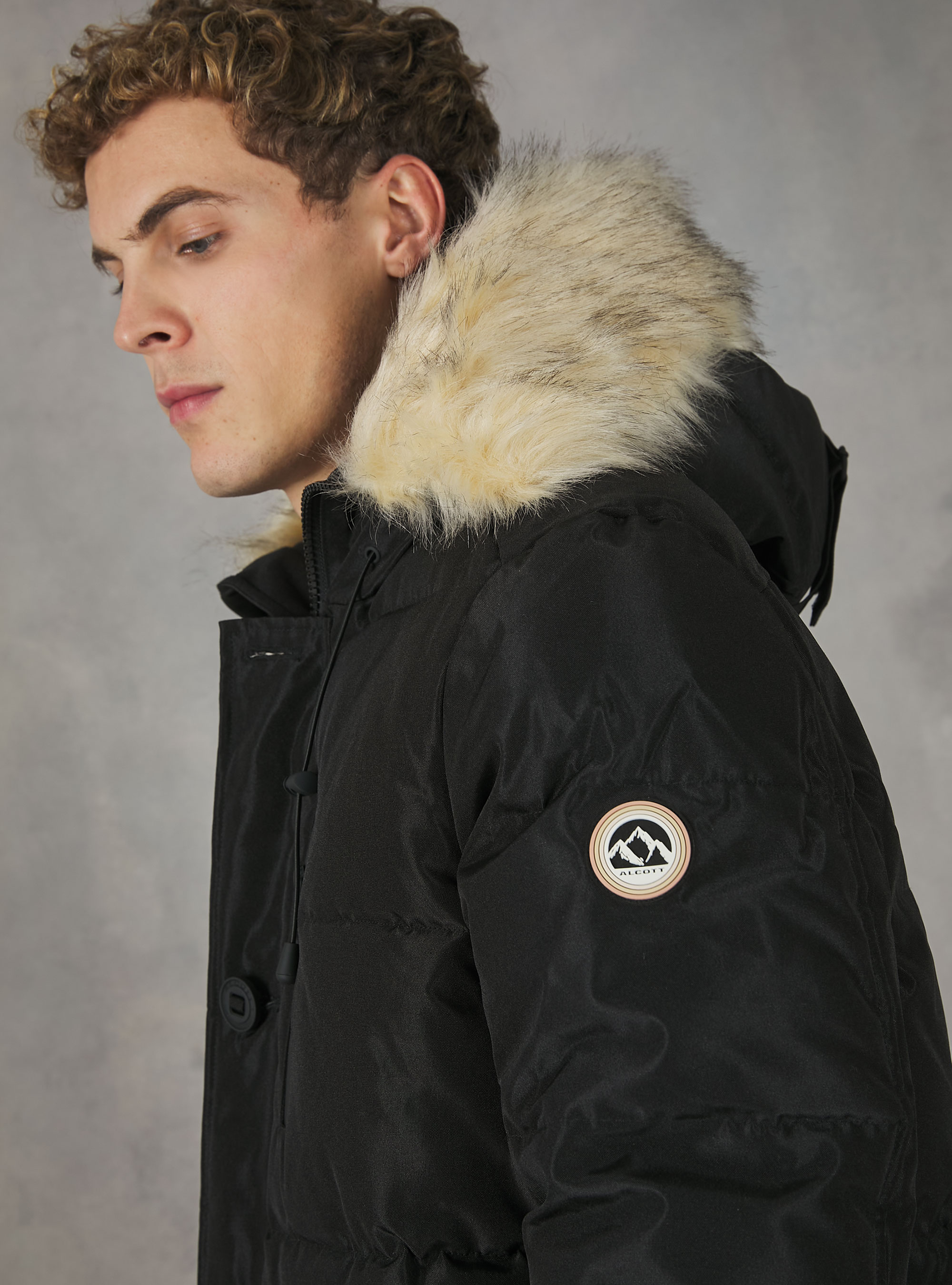 Long jacket with recycled padding, BK1 BLACK