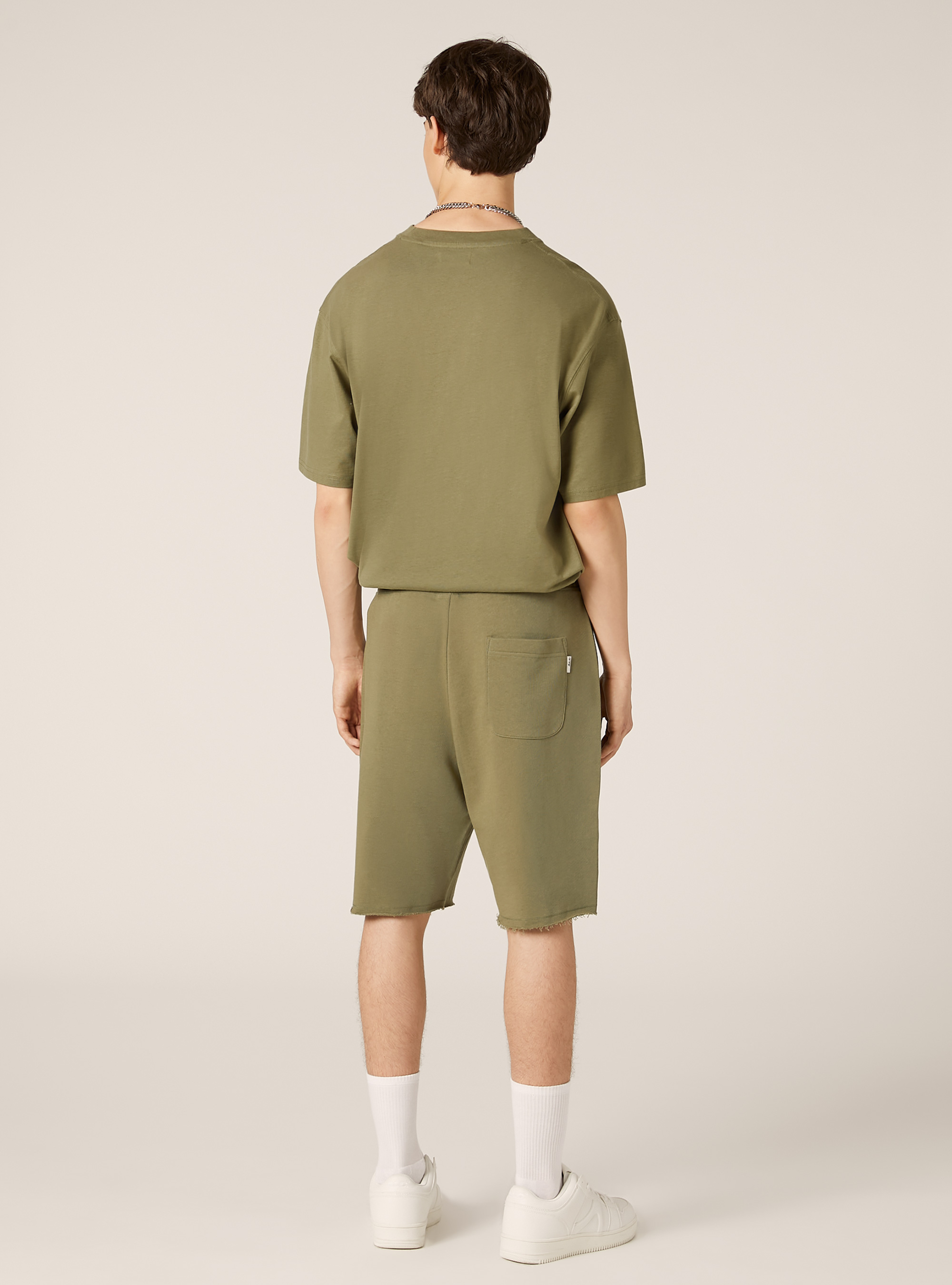 Cotton jogger bermuda shorts, KY2 KAKY MEDIUM