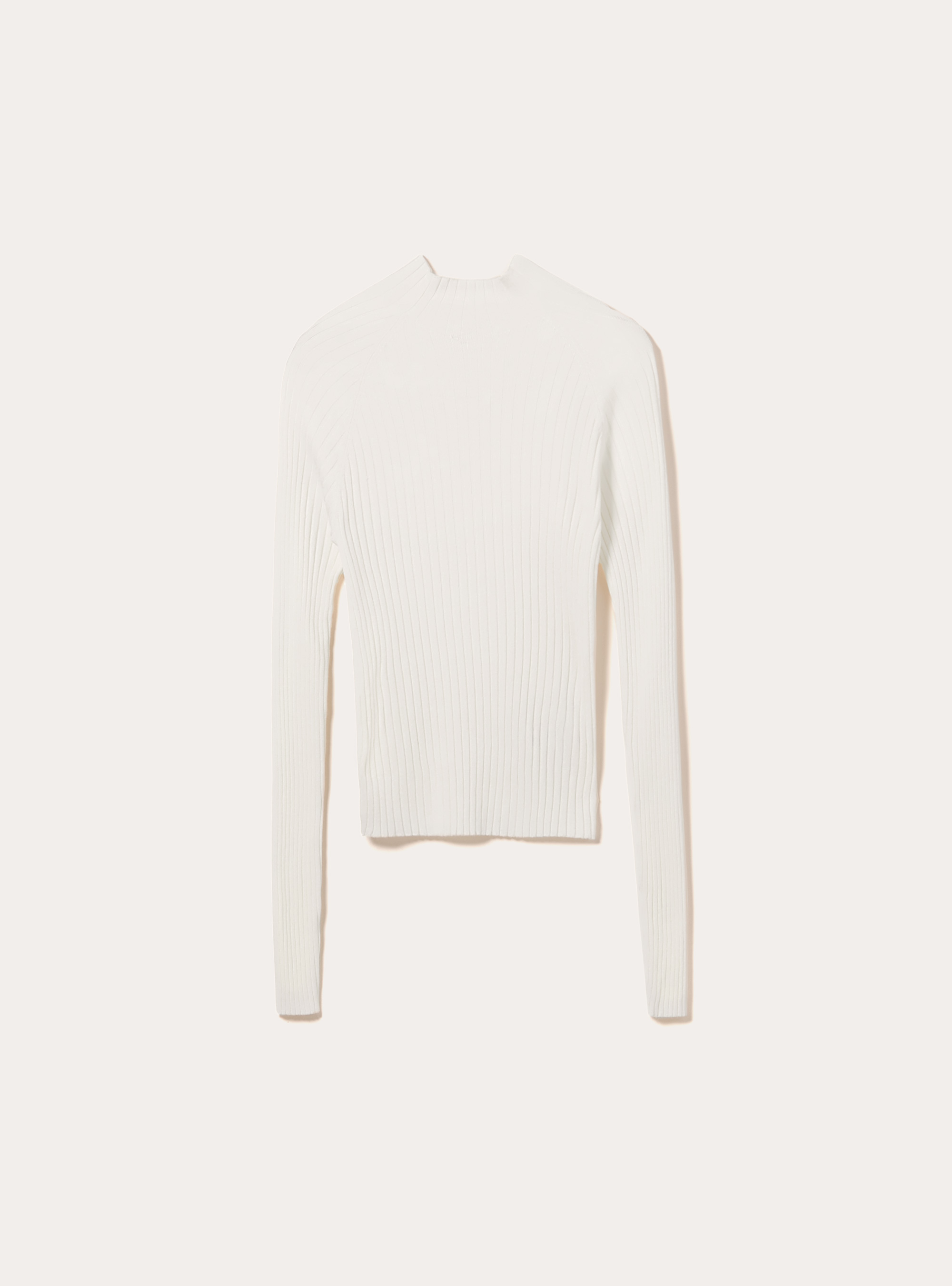 Mid-neck ribbed pullover, WH2 WHITE