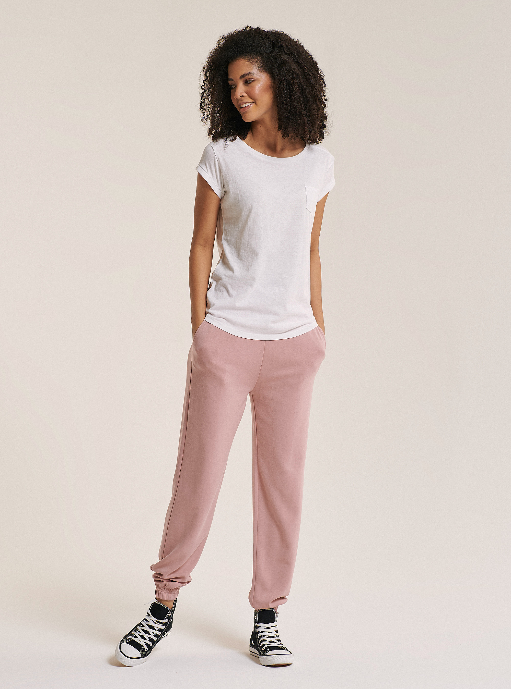 Maglietta essential con taschino in cotone, BIANCO