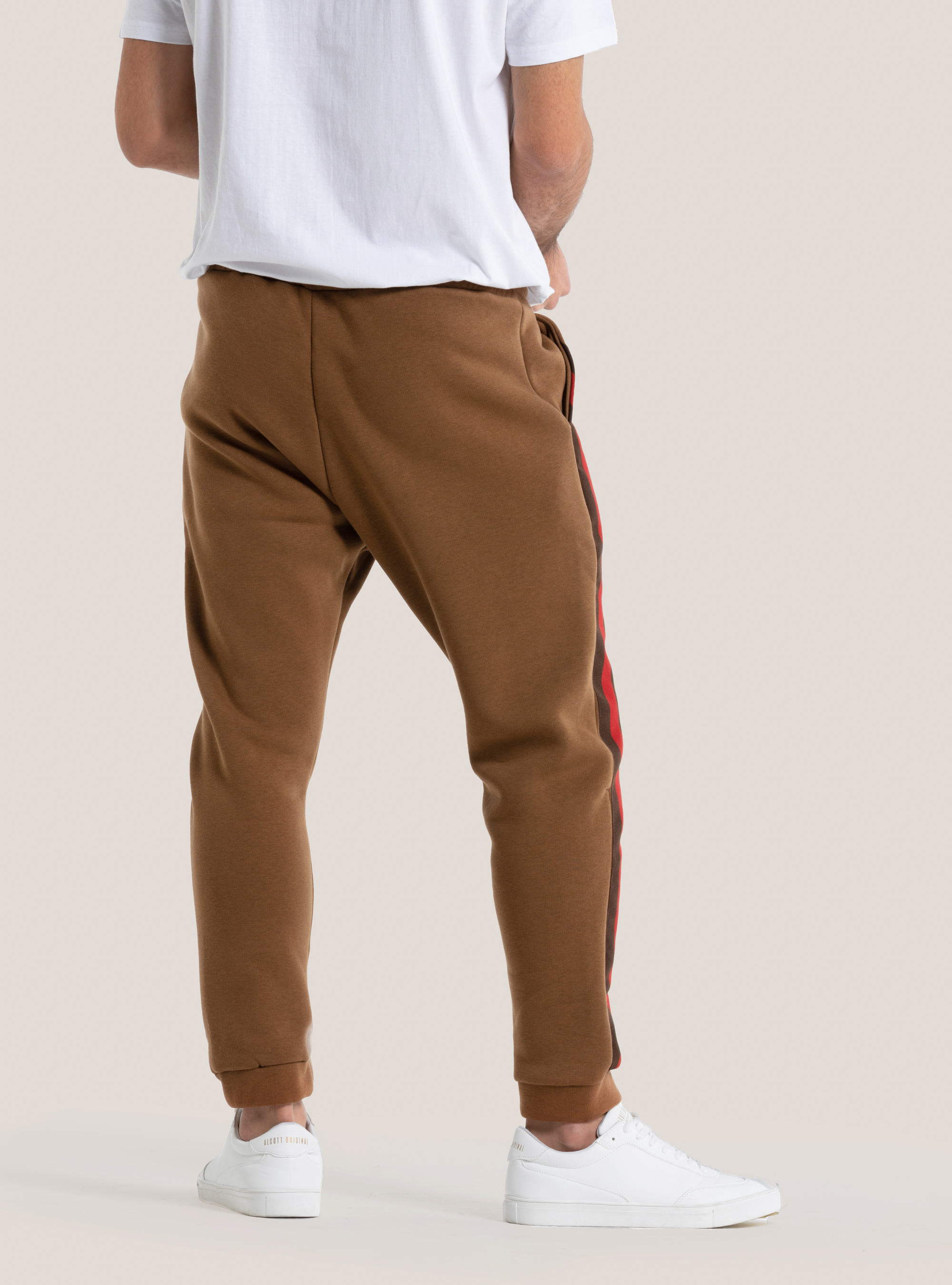 Pantaloni jogger con tape laterali, C104 CREAM