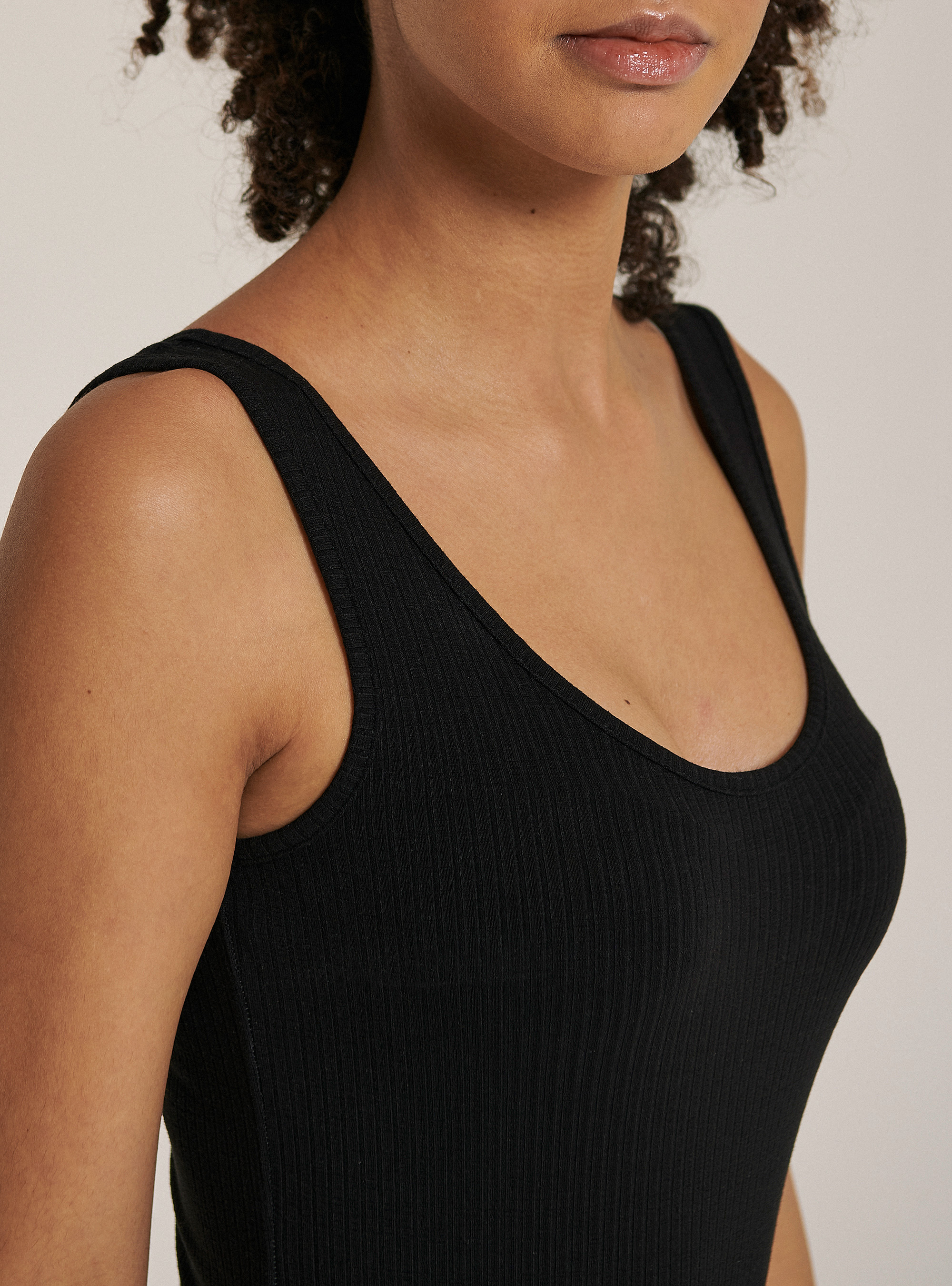 Basic ribbed bodysuit in cotton, BLACK