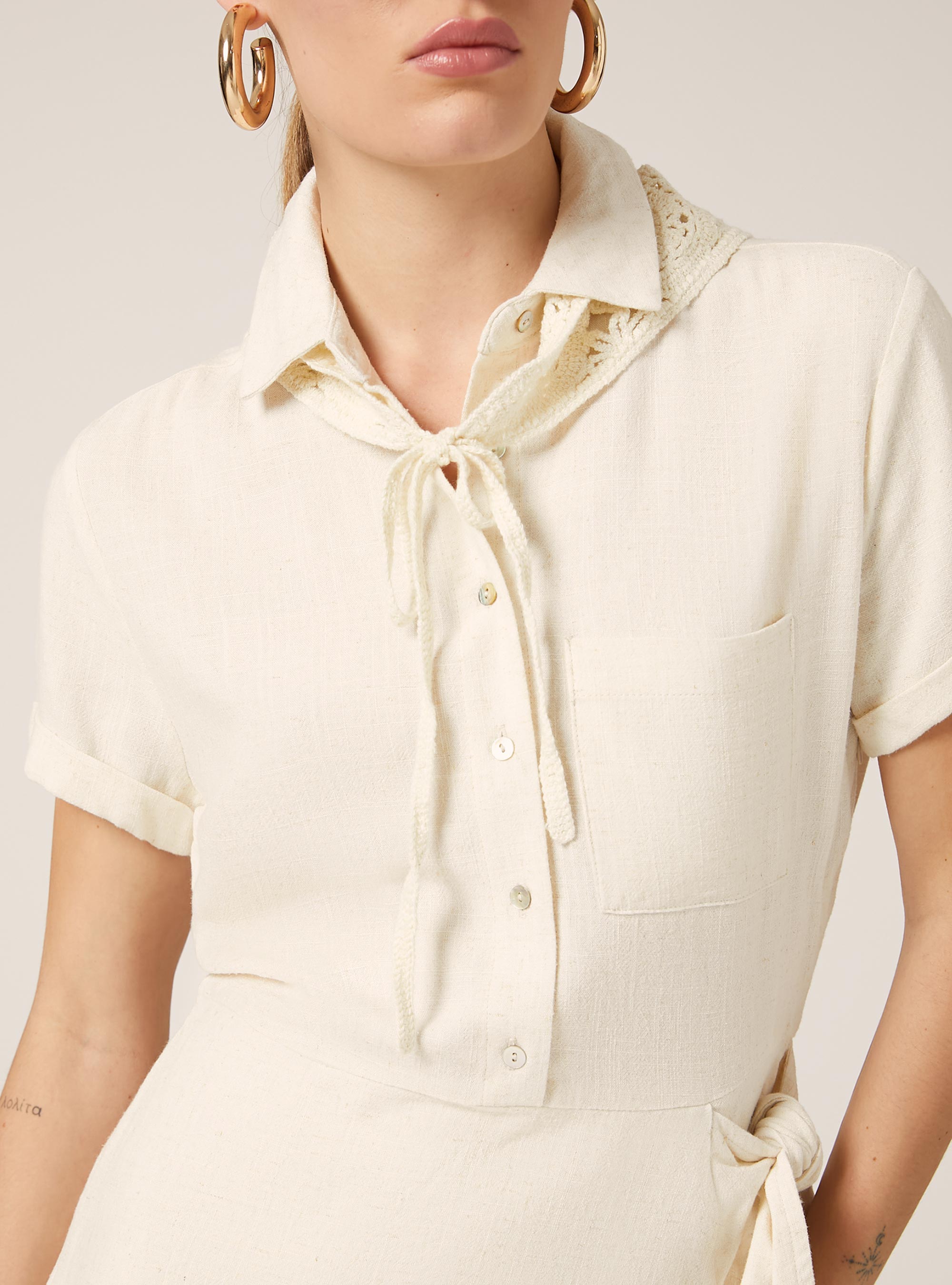 Robe en lin m&eacute;lang&eacute;, MBG3 BEIGE MEL LIGHT