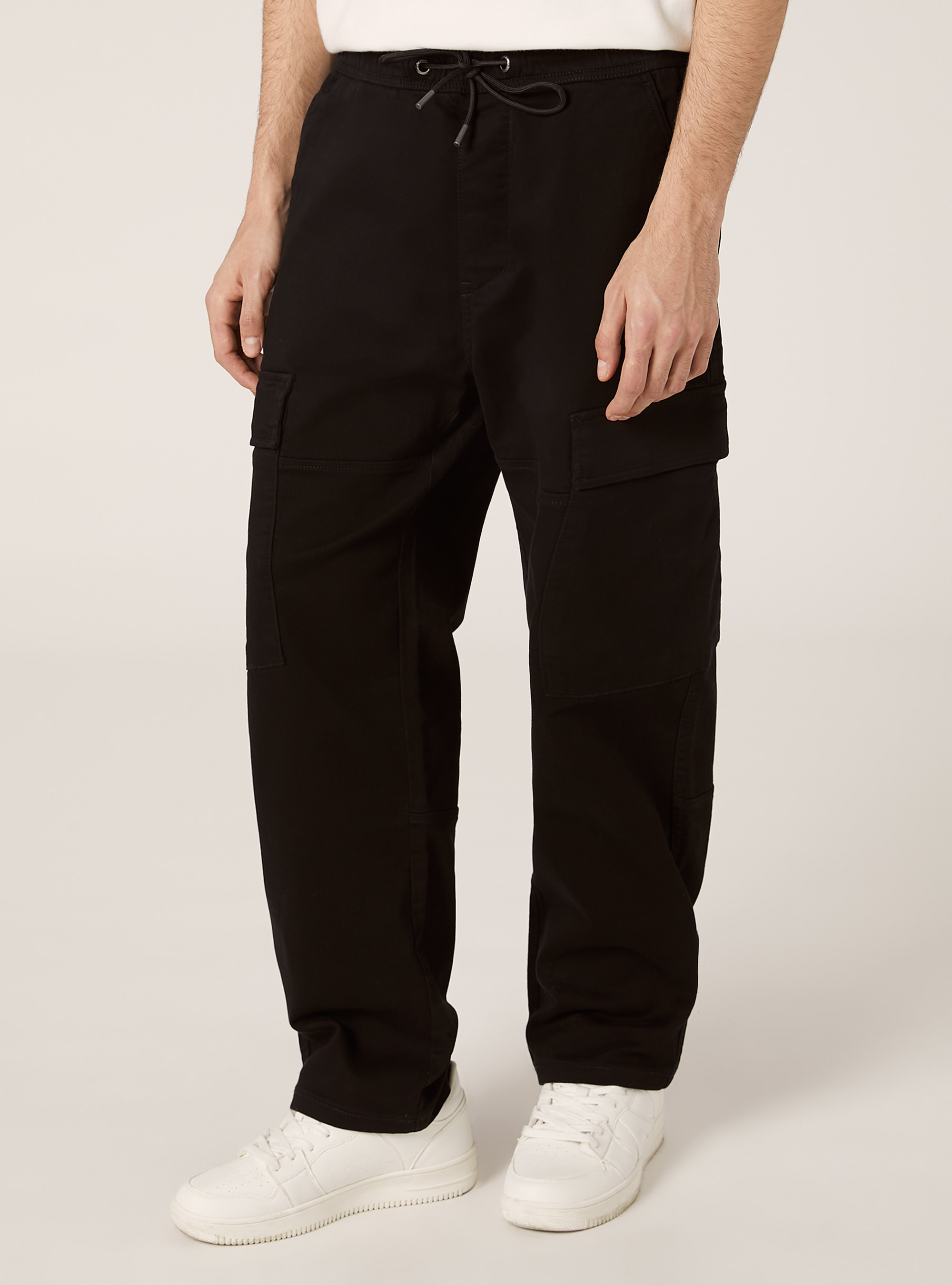 Cargo trousers with elasticated waist, BK1 BLACK