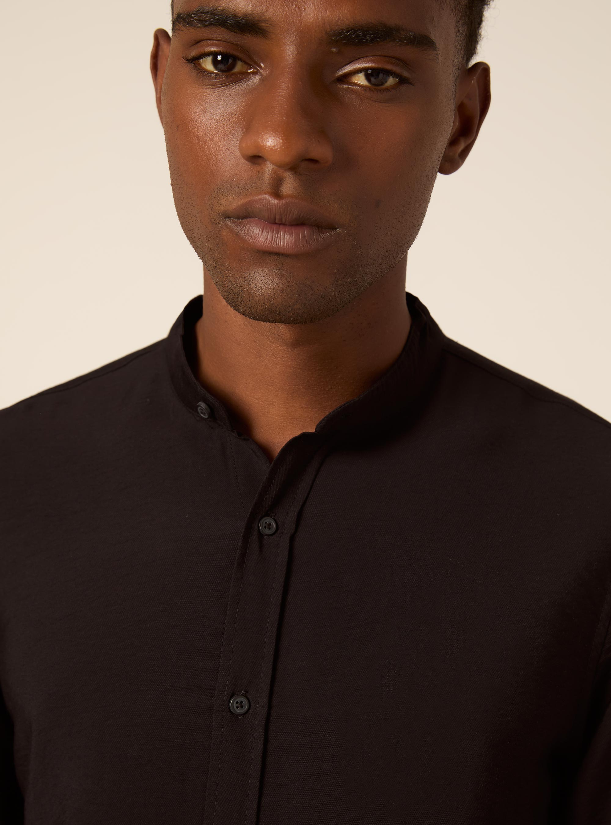 Camicia  in twill morbido, NERO