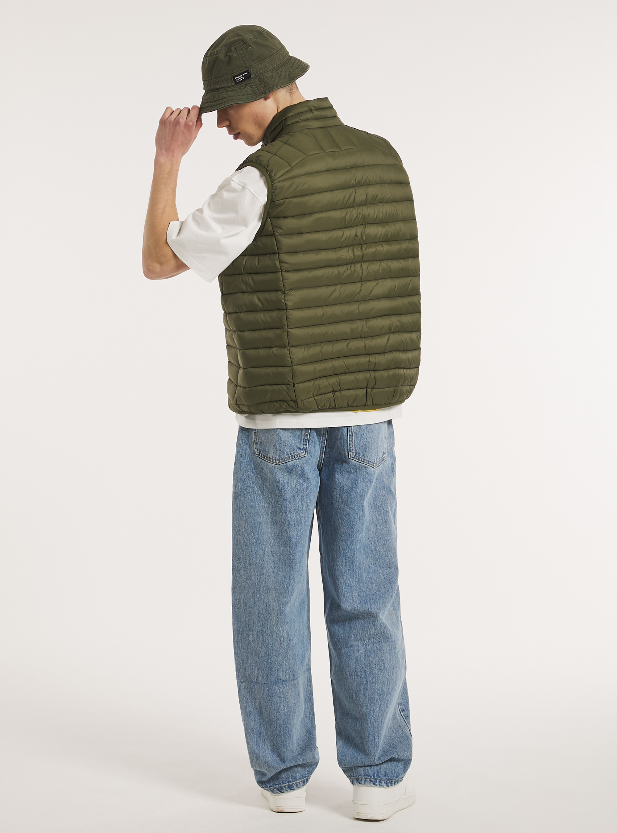 Padded sleeve jacket with contrasting zip, KY2 KAKY MEDIUM