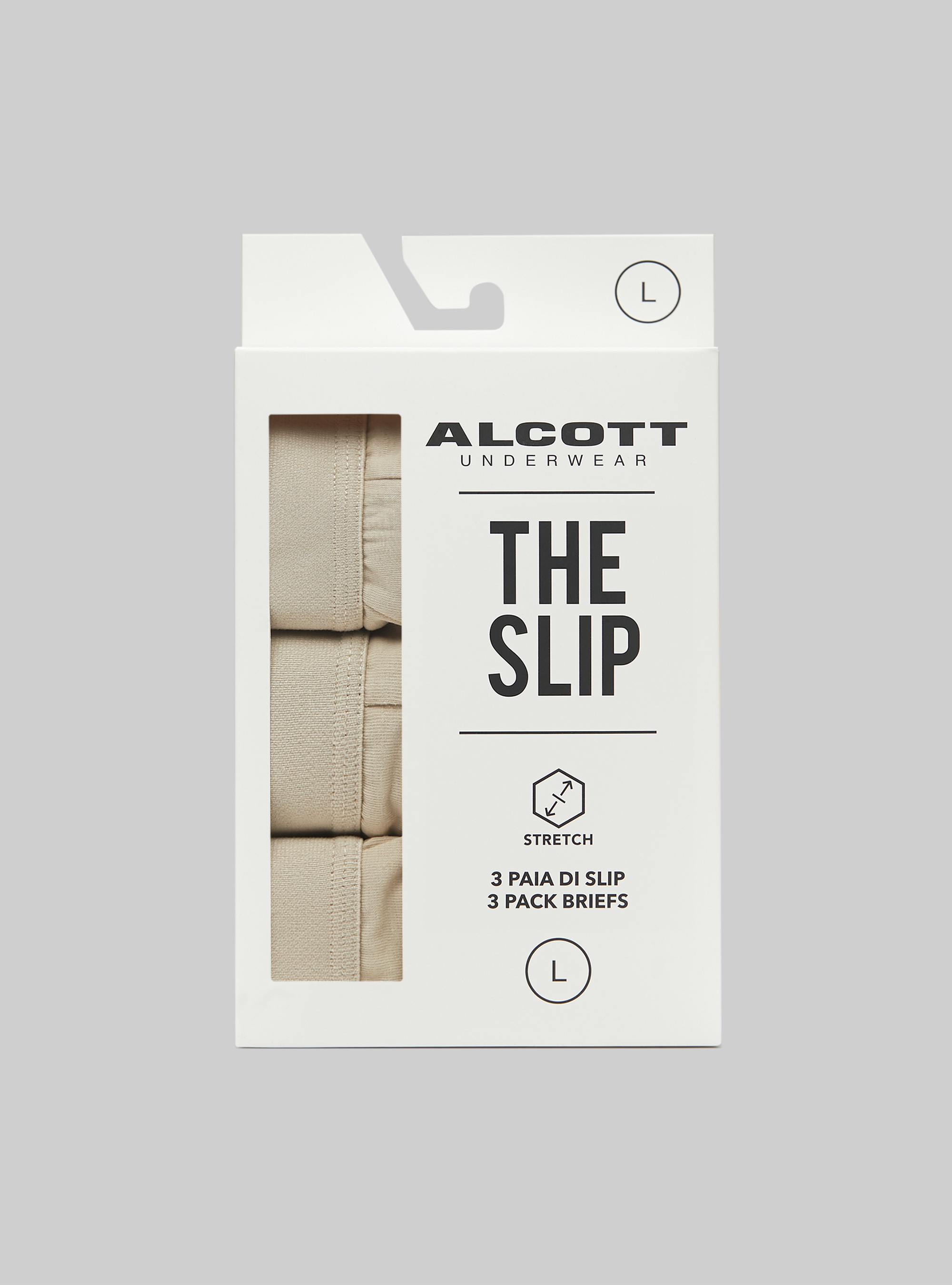 Conjunto de 3 calzoncillos de algodón elástico, BG2 BEIGE MEDIUM