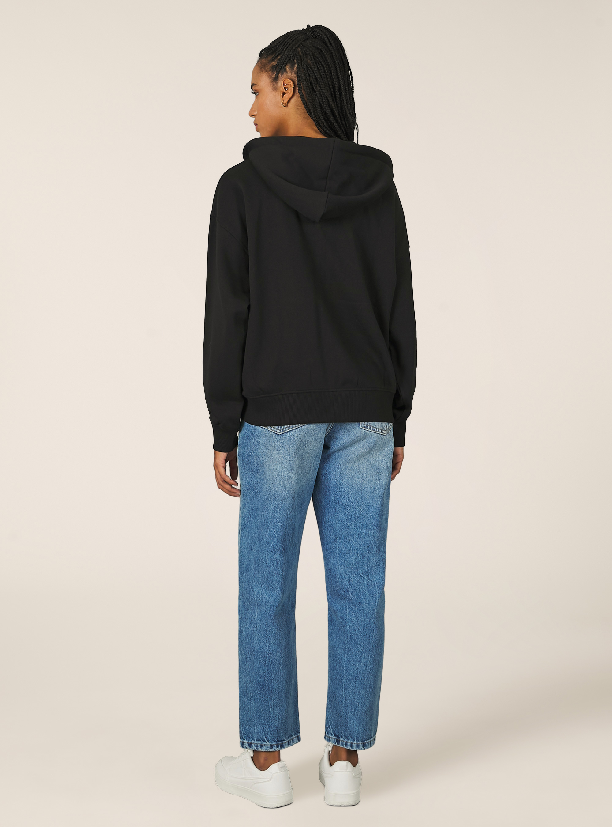 Zip et sweat à capuche en coton, BK1 BLACK