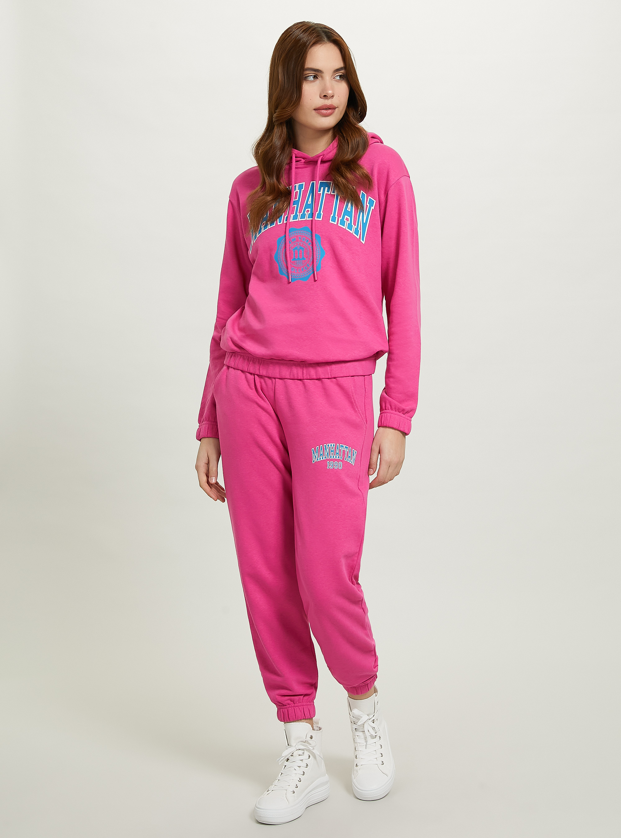 College cropped sweatshirt with elastic band, FX2 FUXIA MEDIUM