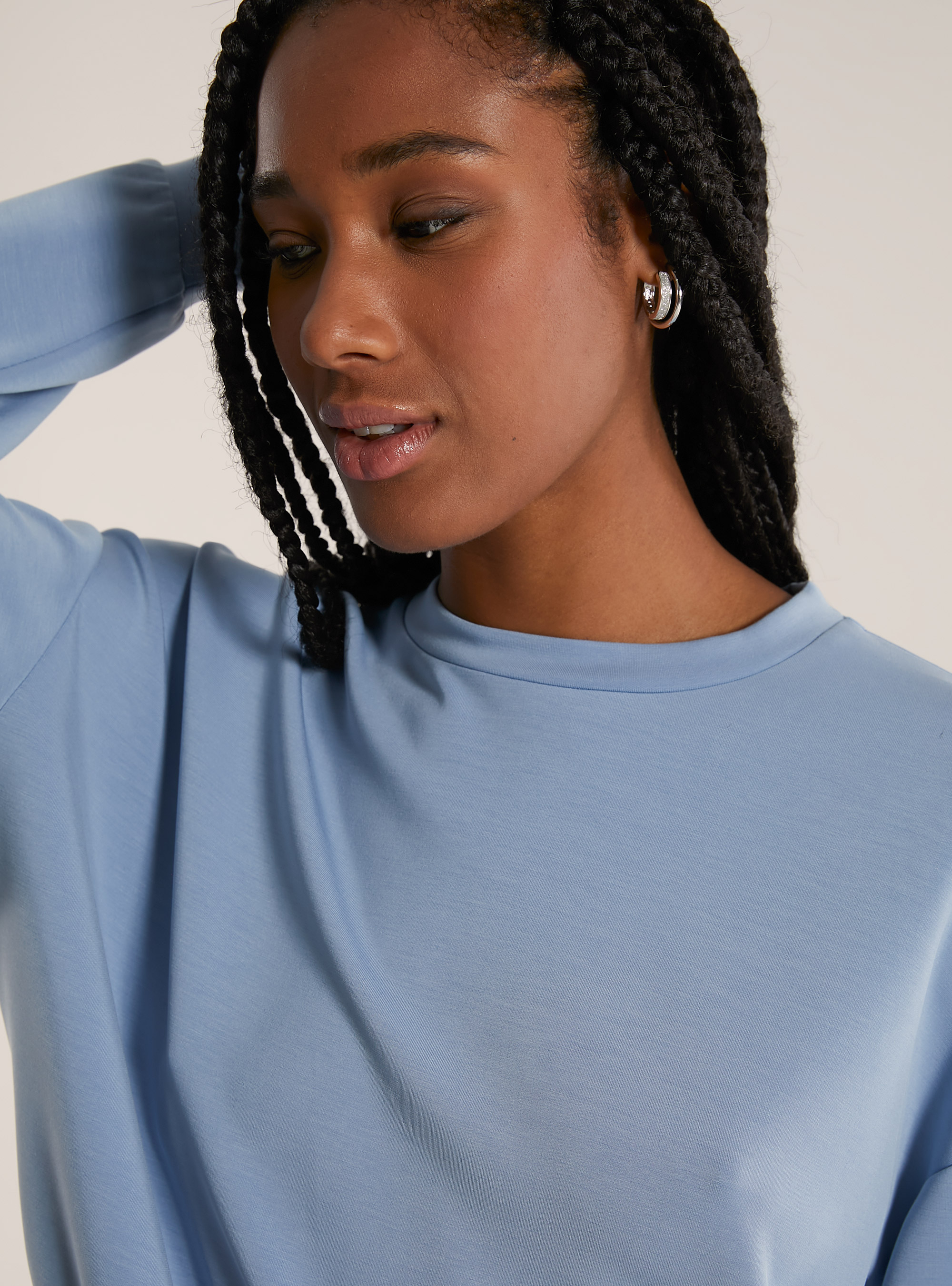 Cropped sweatshirt in soft scuba, AZ2 AZURE MEDIUM