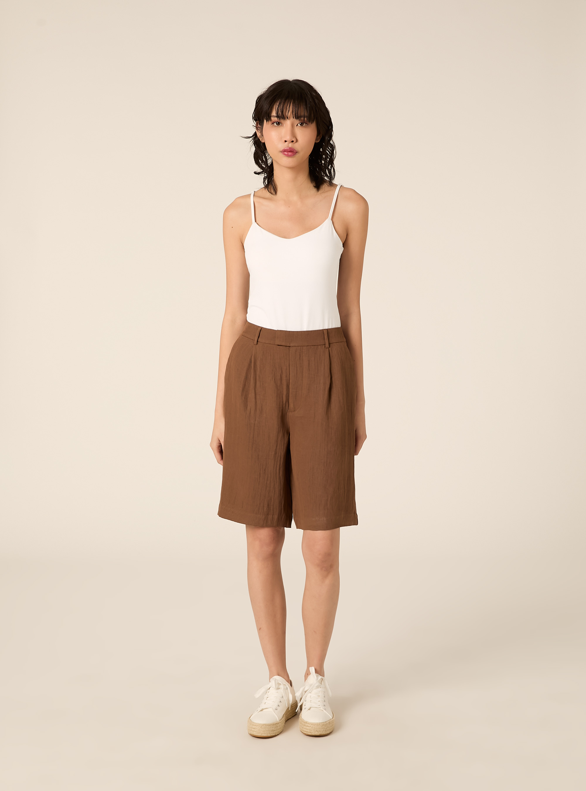 Bermuda tailoring con pence testurizzati, BR2 BROWN MEDIUM