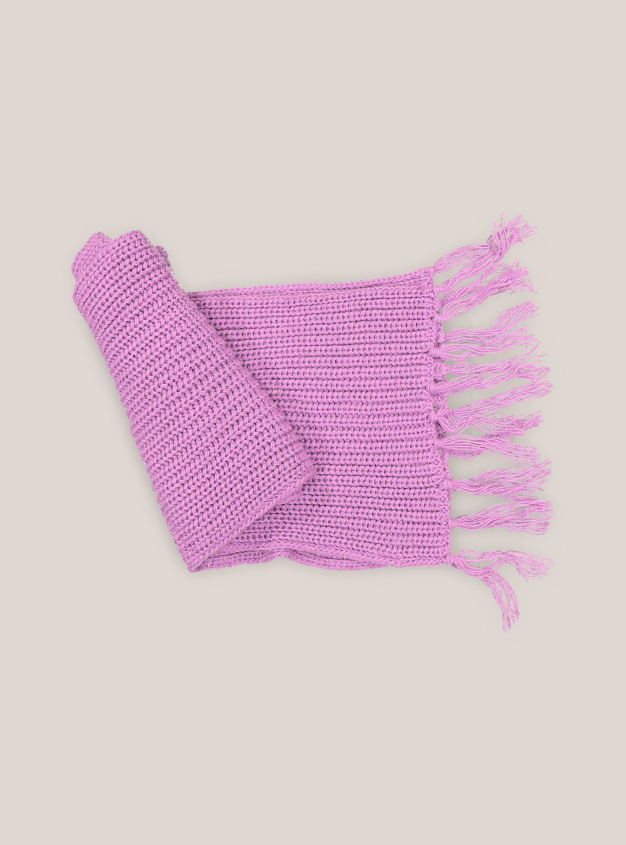 Sciarpone tinta unita con frange, C4548 PURPLE