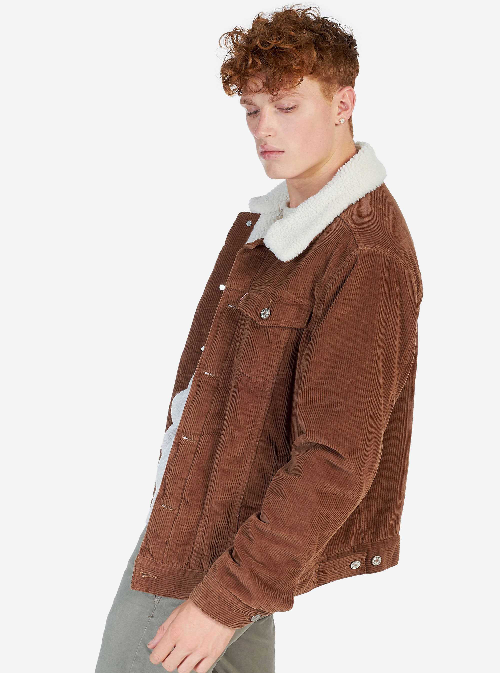 VELVET JACKET WITH FAKE FUR, C550 TOBACCO