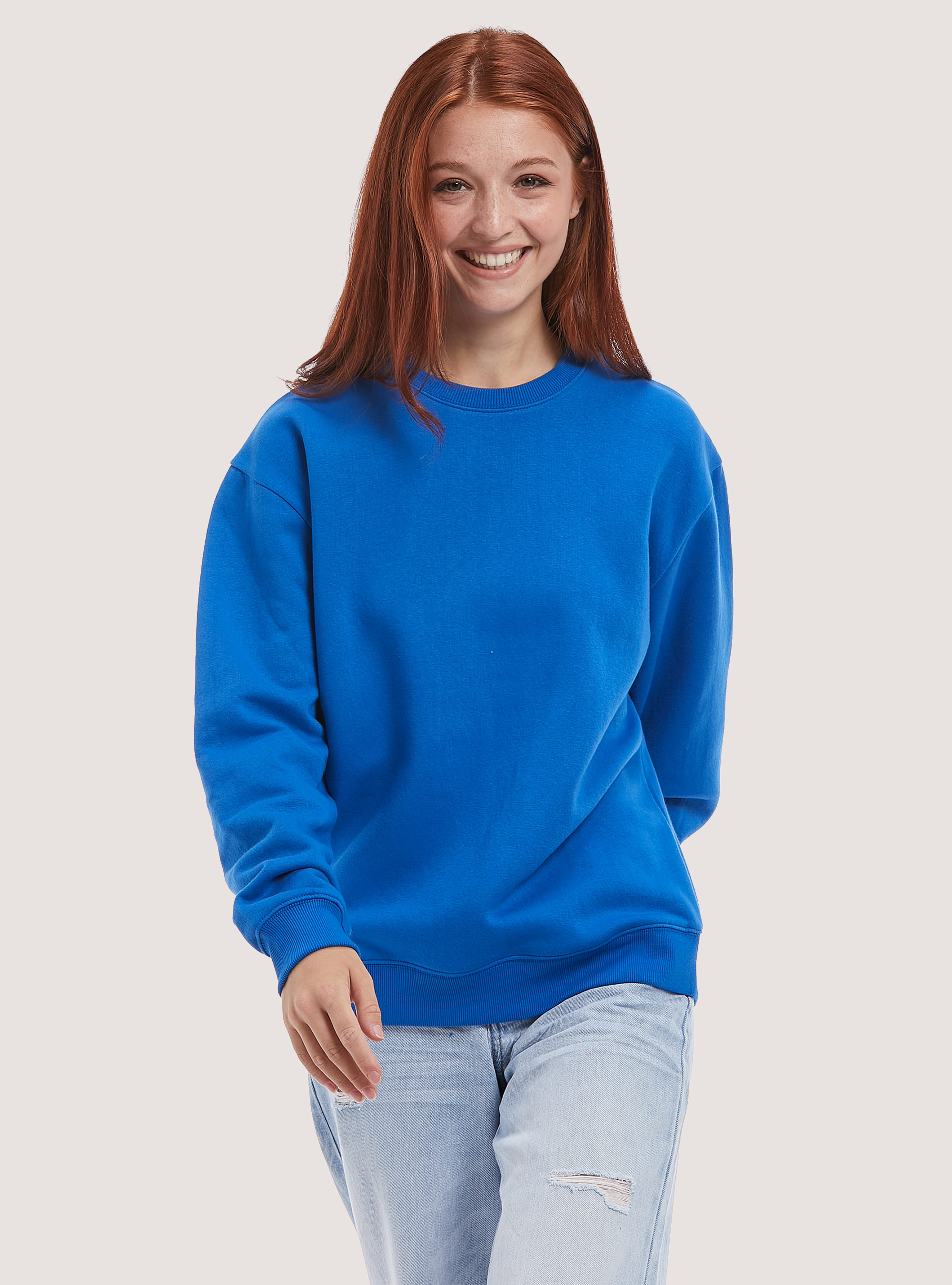 Plain cotton crew-neck sweatshirt 