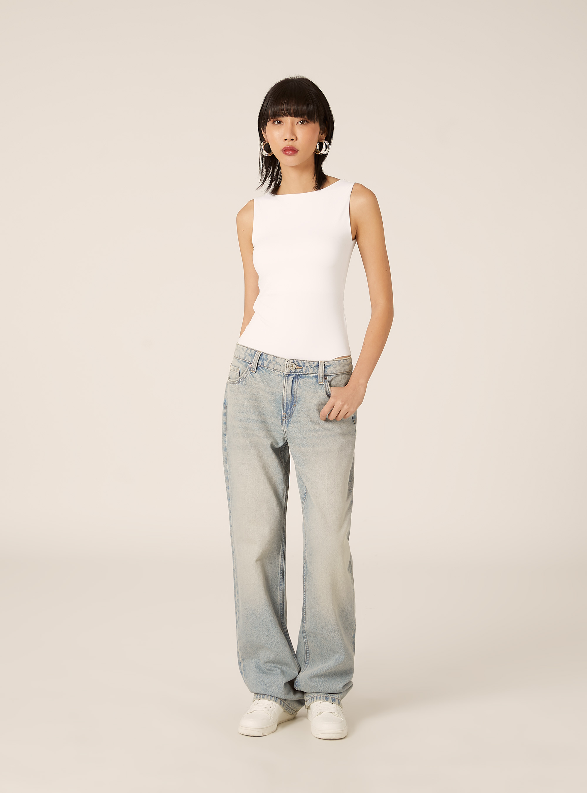 Jeans straight low waist, D006 AZURE