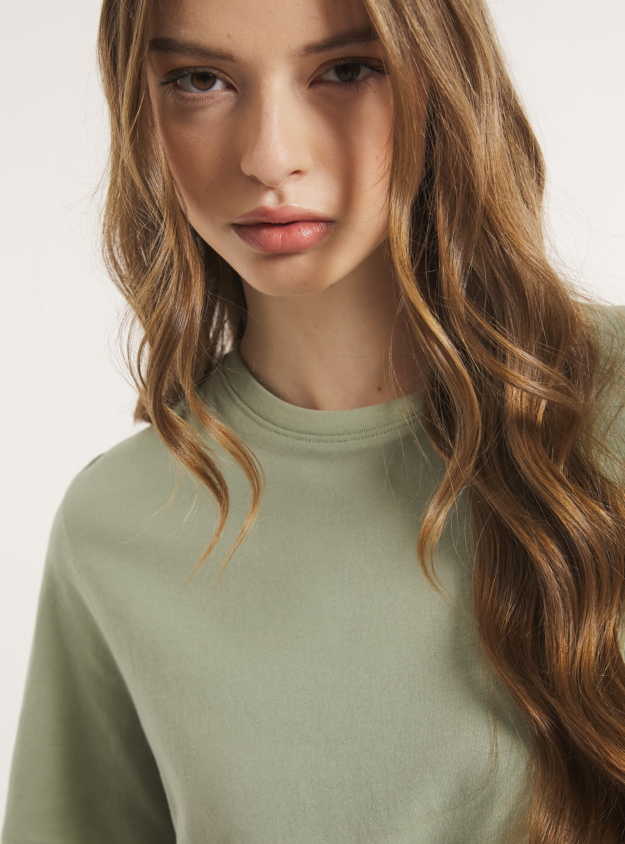 Crew-neck cotton T-shirt, GN2 GREEN MEDIUM