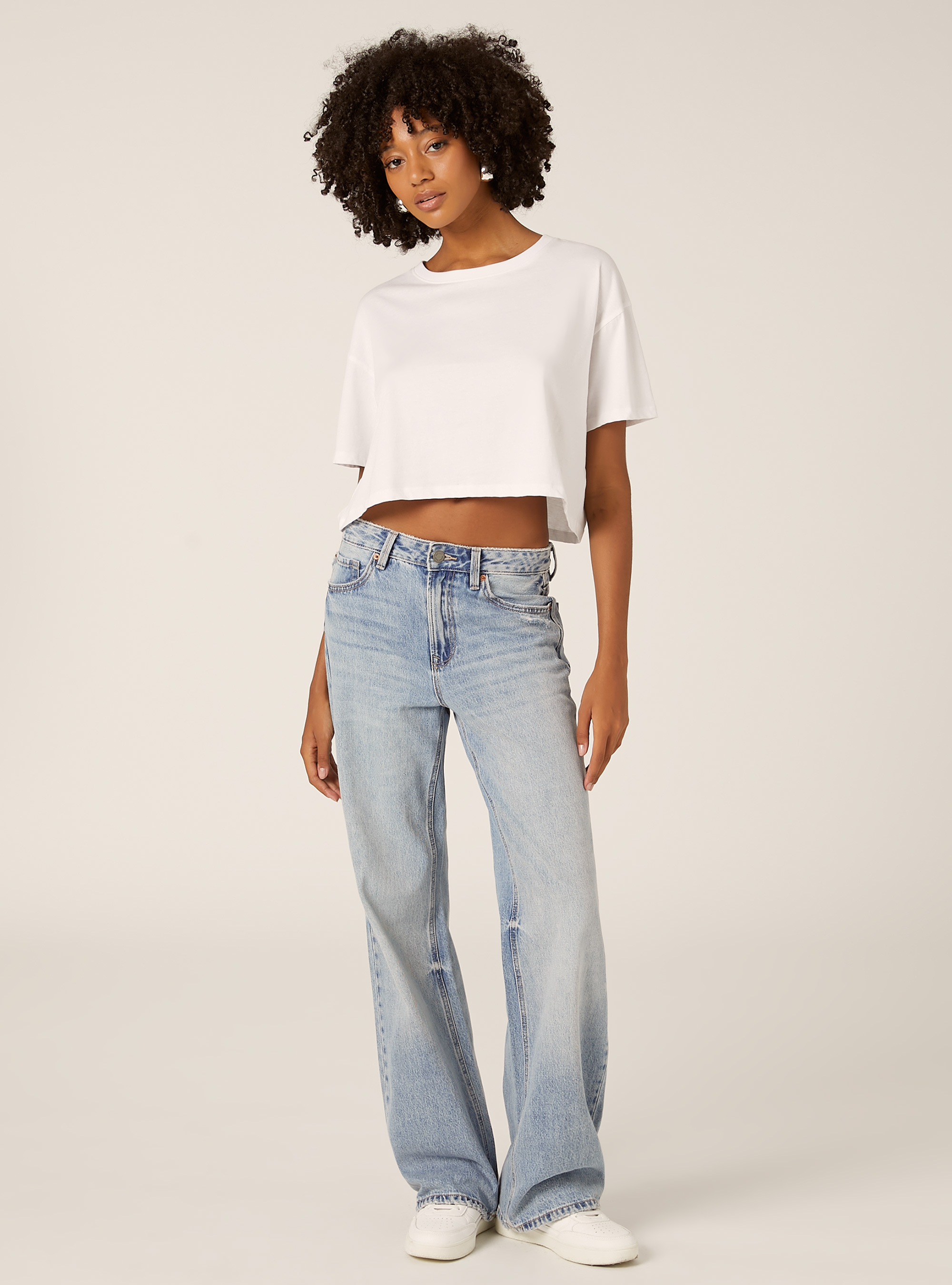 Vaqueros rectos de corte ancho, D006 AZURE